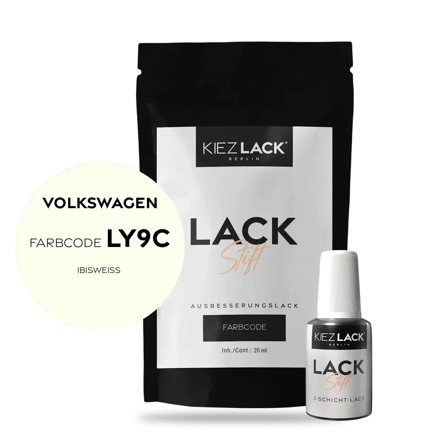 Kiezlack Lackstift Autolack Lackstift Volkswagen LY9C IBISWEISS