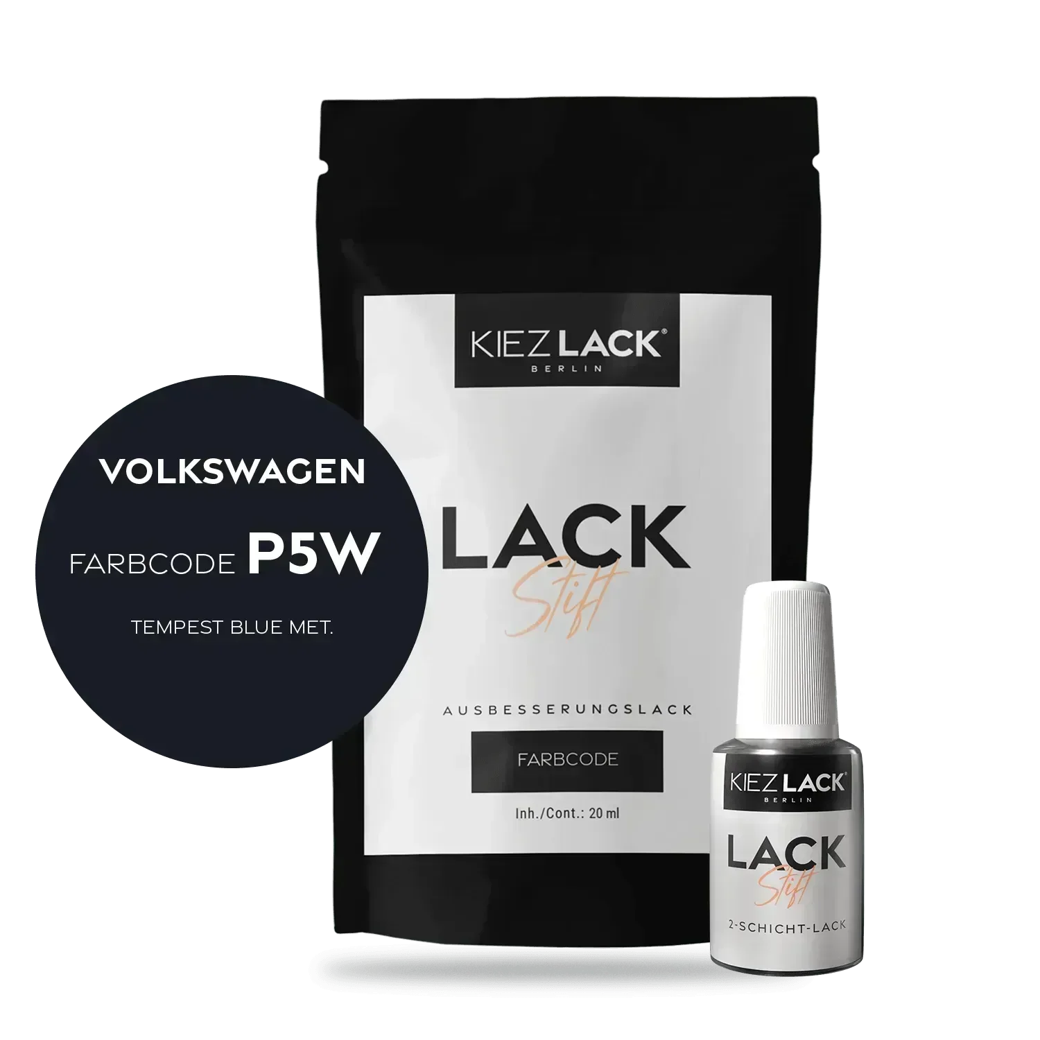 Kiezlack Lackstift Autolack Lackstift Volkswagen LP5W TEMPEST BLUE MET.