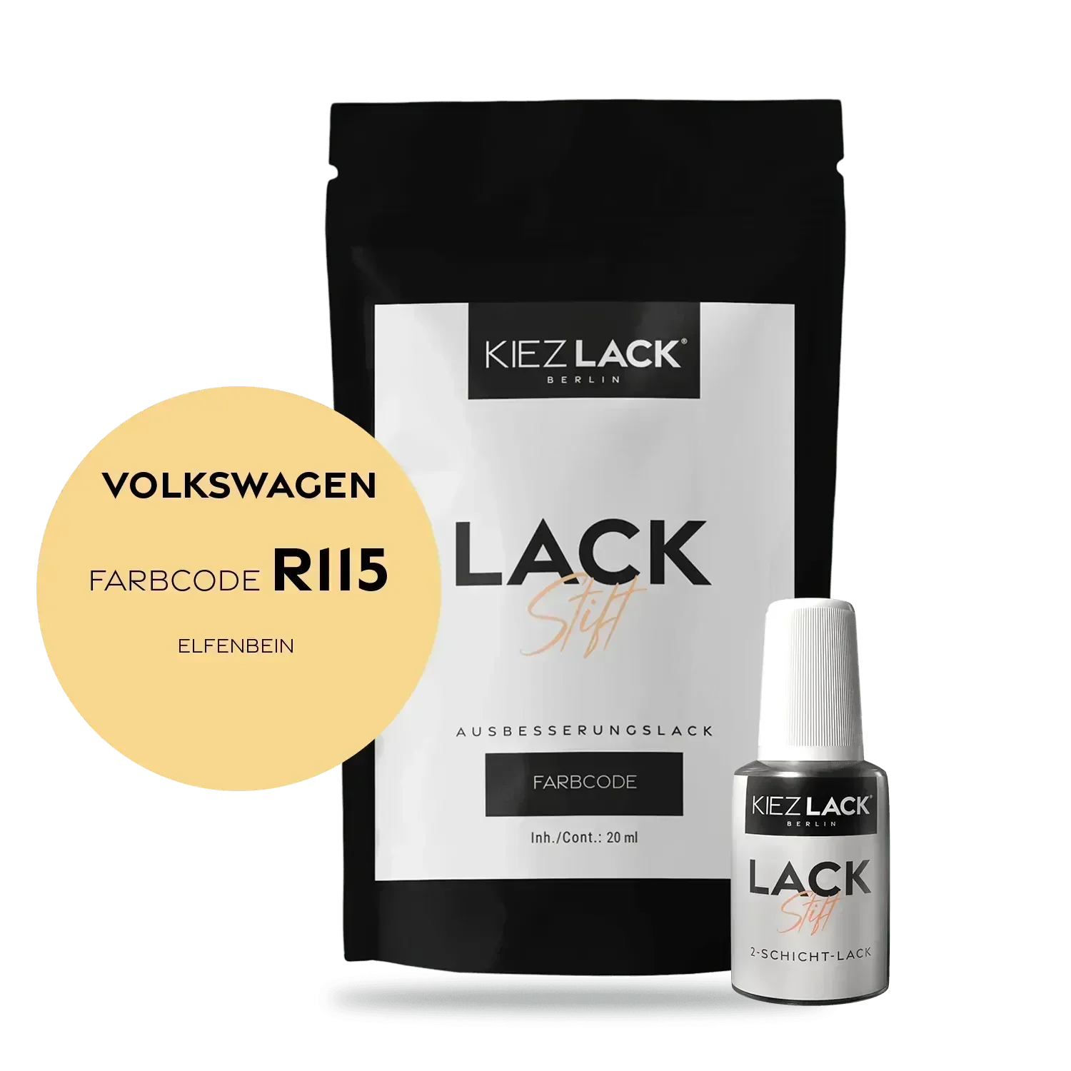 Kiezlack Lackstift Autolack Lackstift Volkswagen LR115 ELFENBEIN