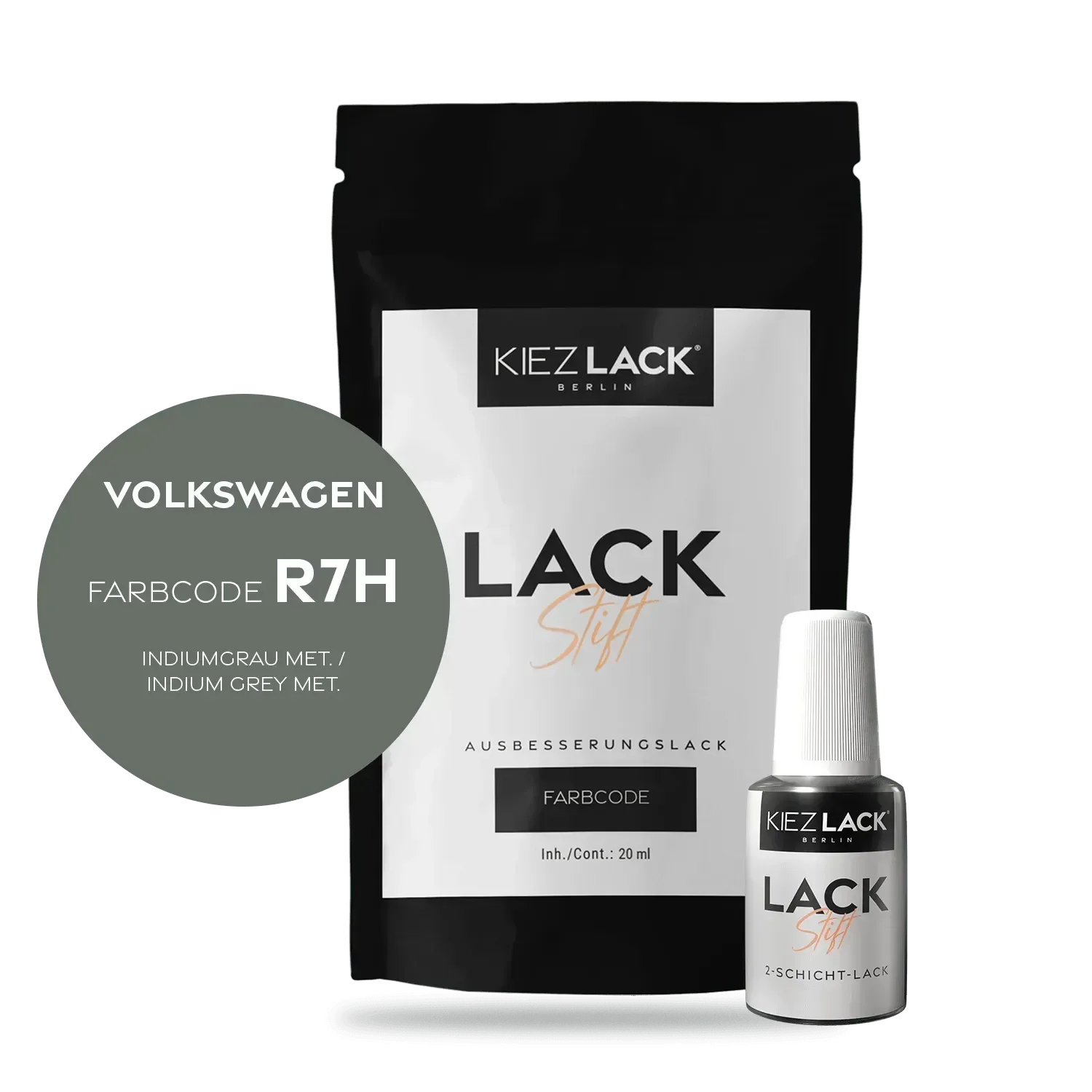 Kiezlack Lackstift Autolack Lackstift Volkswagen LR7H INDIUMGRAU MET.