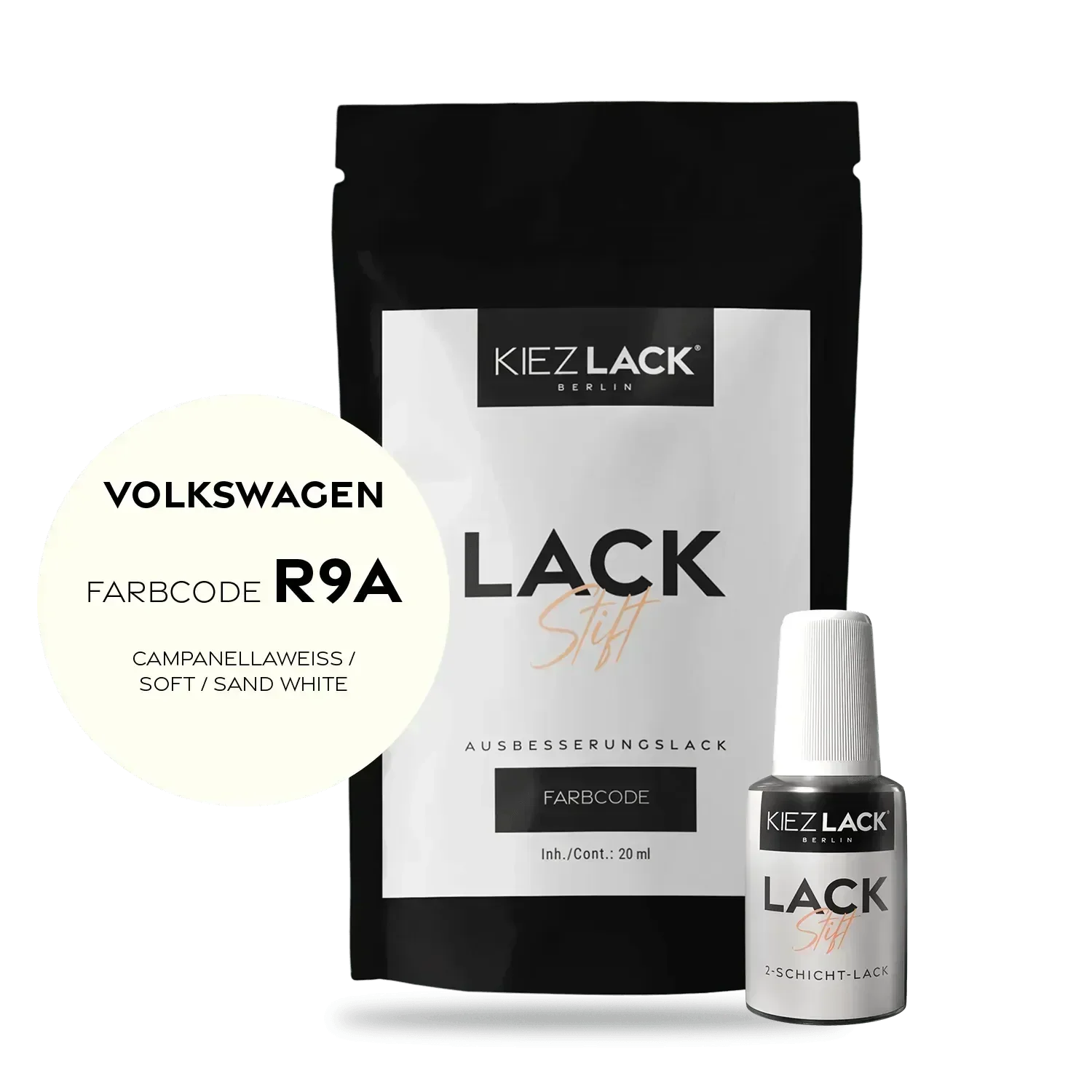 Kiezlack Lackstift Autolack Lackstift Volkswagen LR9A CAMPANELLAWEISS