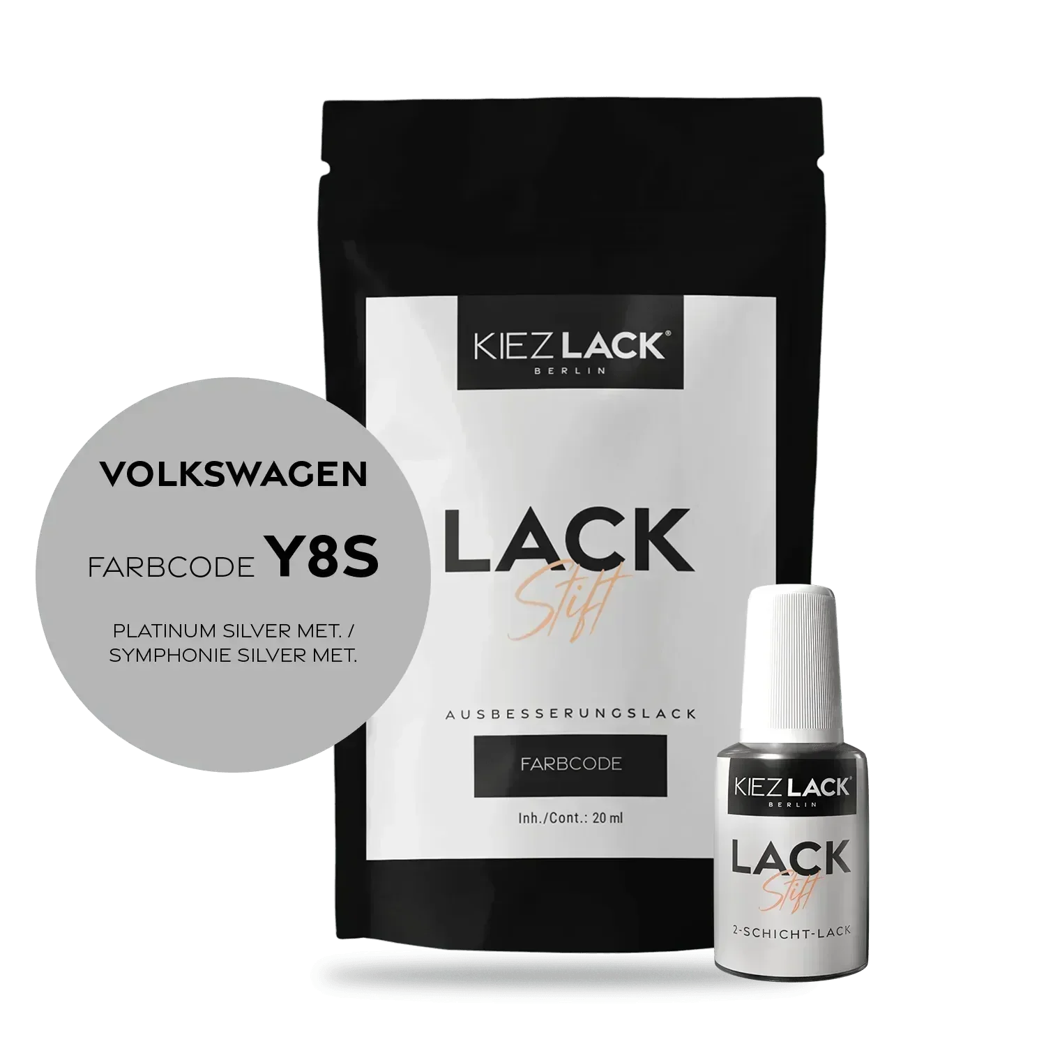 Kiezlack Lackstift Autolack Lackstift Volkswagen LY8S PLATINUM SILVER MET.