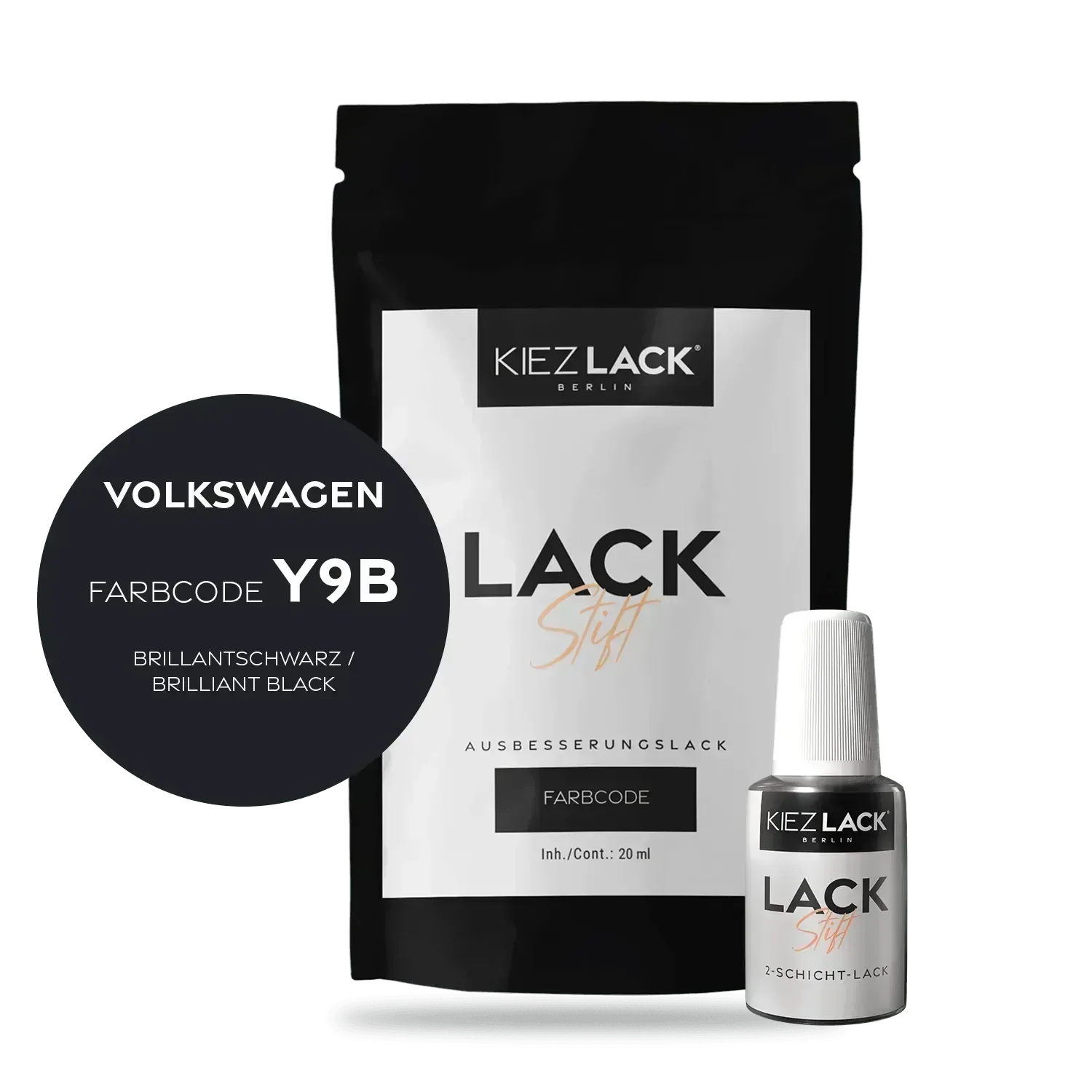 Kiezlack Lackstift Autolack Lackstift Volkswagen LY9B BRILLANTSCHWARZ
