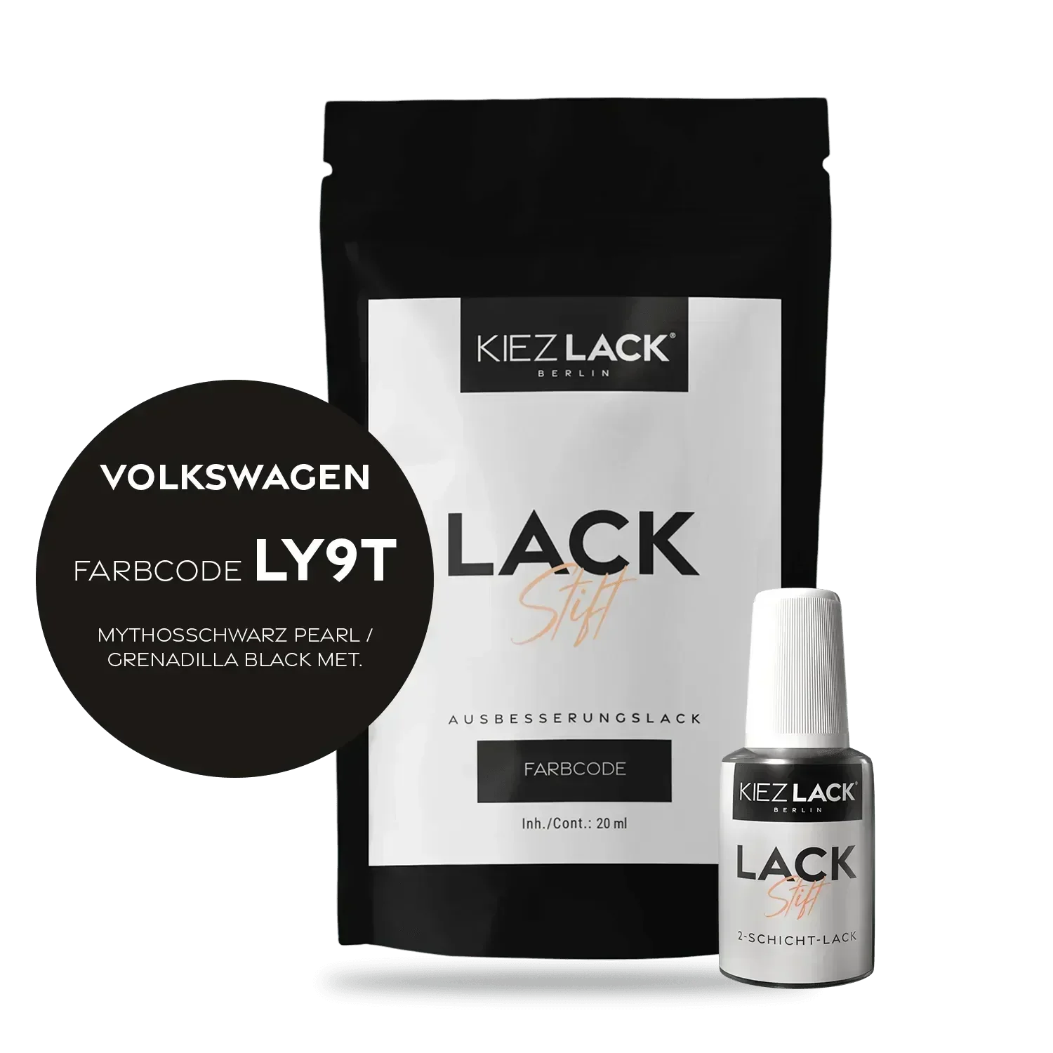 Kiezlack Lackstift Autolack Lackstift Volkswagen LY9T MYTHOSSCHWARZ PEARL