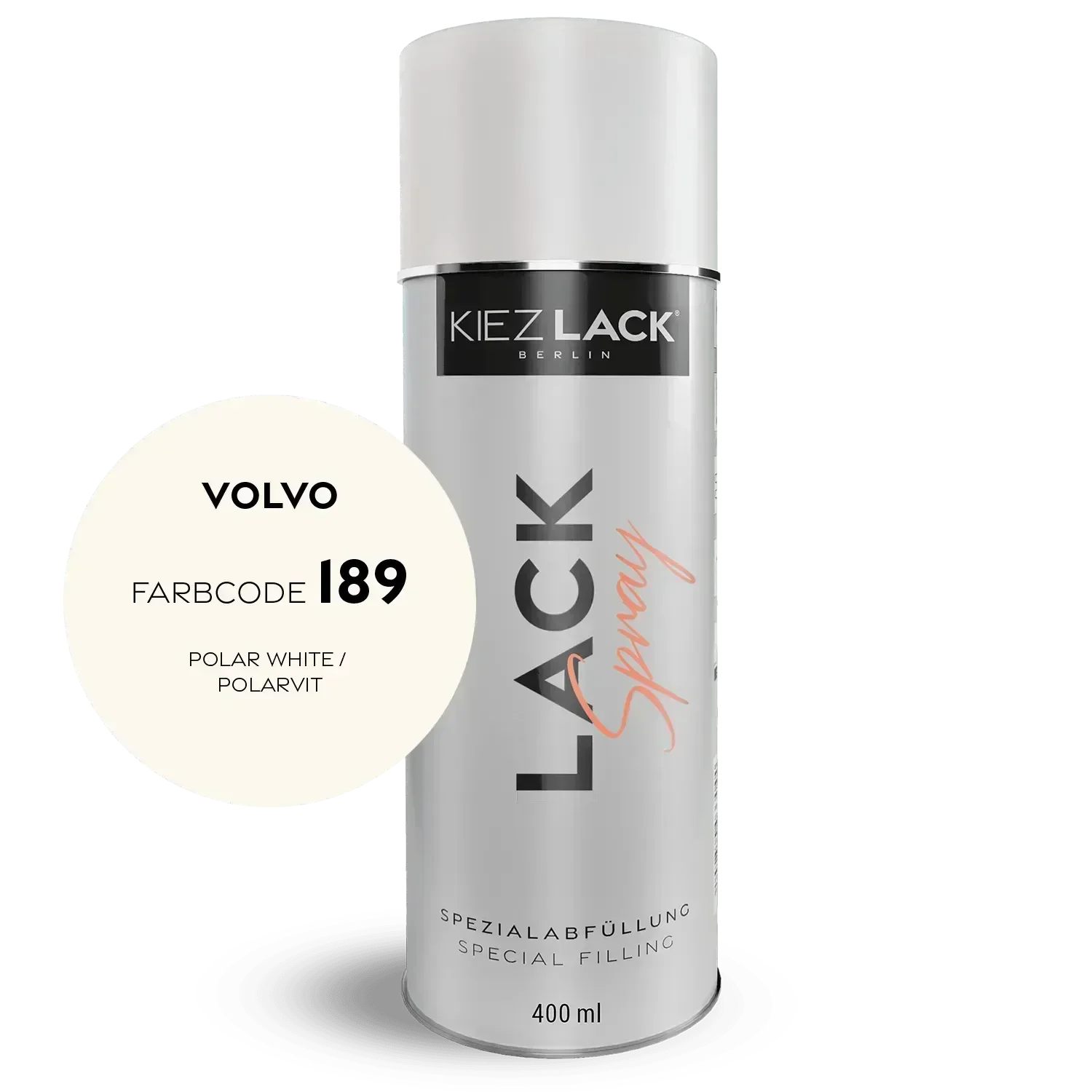 Kiezlack Lackspray Autolack Spraydose VOLVO 189 POLAR WHITE Lackspray