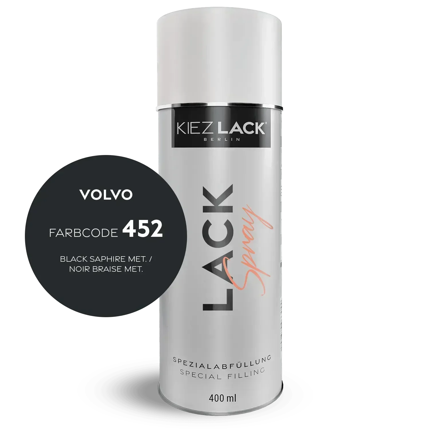 Kiezlack Lackspray Autolack Spraydose VOLVO 452 BLACK SAPHIRE MET. Lackspray