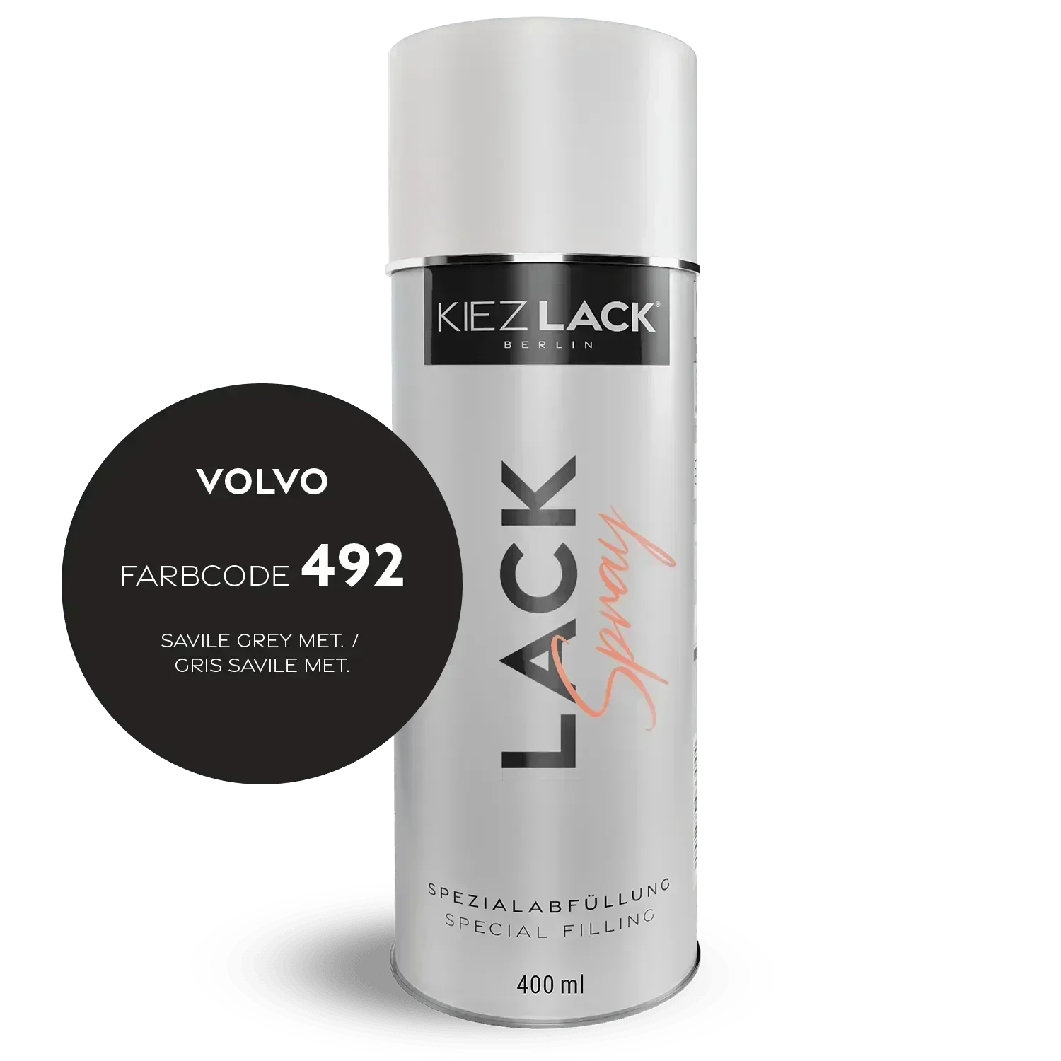 Kiezlack Lackspray Autolack Spraydose VOLVO 492 SAVILE GREY MET. Lackspray