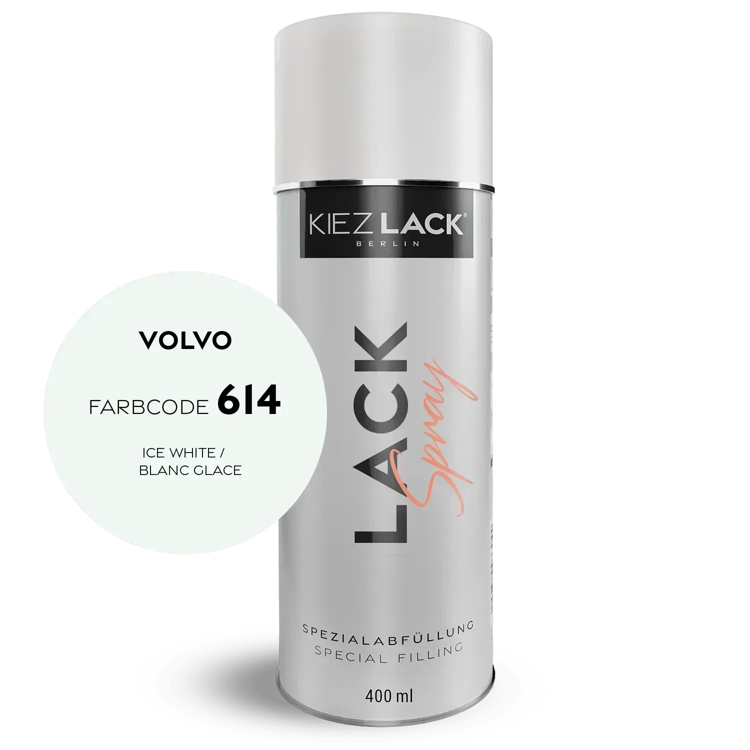 Kiezlack Lackspray Autolack Spraydose VOLVO 614 ICE WHITE Lackspray