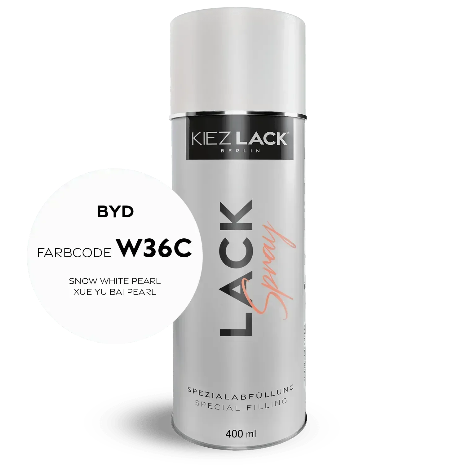 Kiezlack Lackspray Autolack Spraydose BYD W36C SNOW WHITE PEARL Lackspray