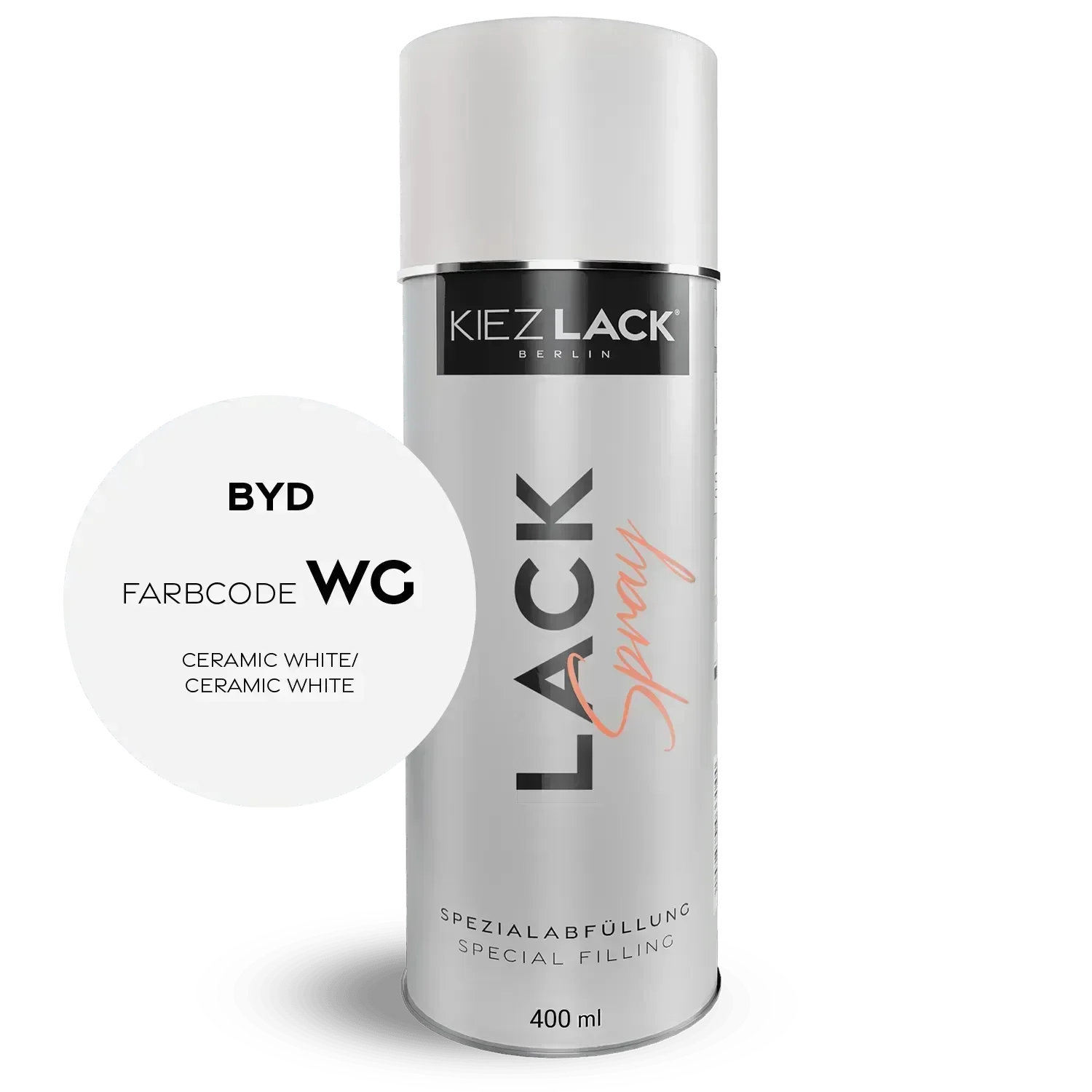 Kiezlack Lackspray Autolack Spraydose BYD WG CERAMIC WHITE Lackspray