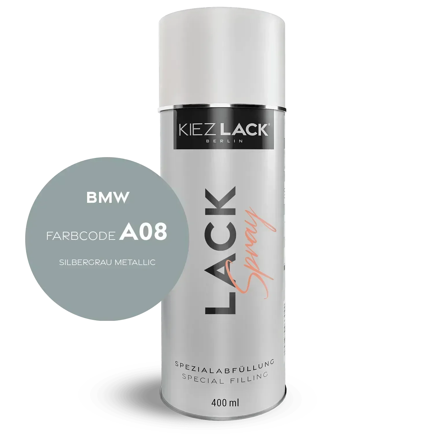 Kiezlack Lackspray Autolack Spraydose BMW A08 SILBERGRAU Metallic Lackspray