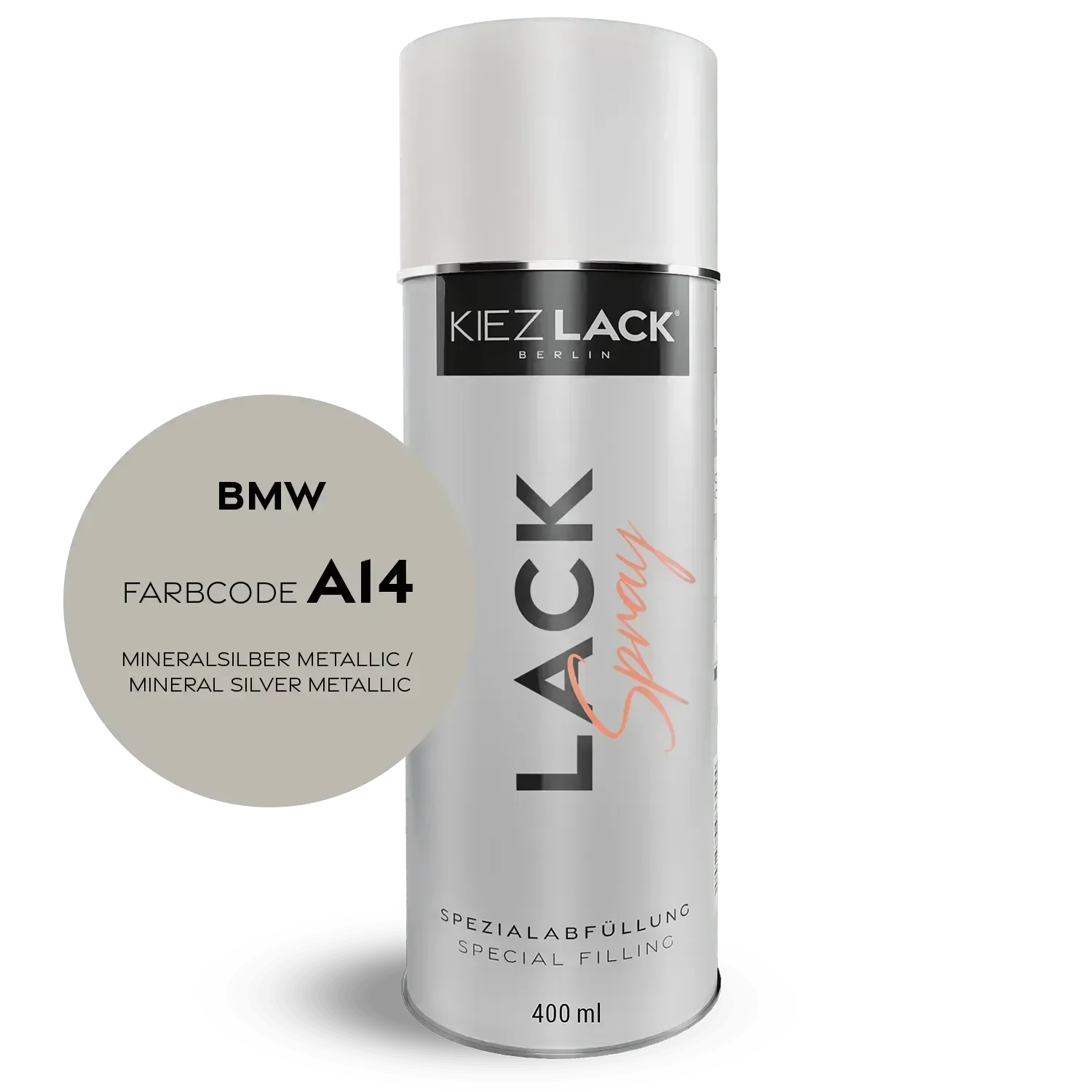Kiezlack Lackspray Autolack Spraydose BMW A14 MINERALSILBER Metallic Lackspray