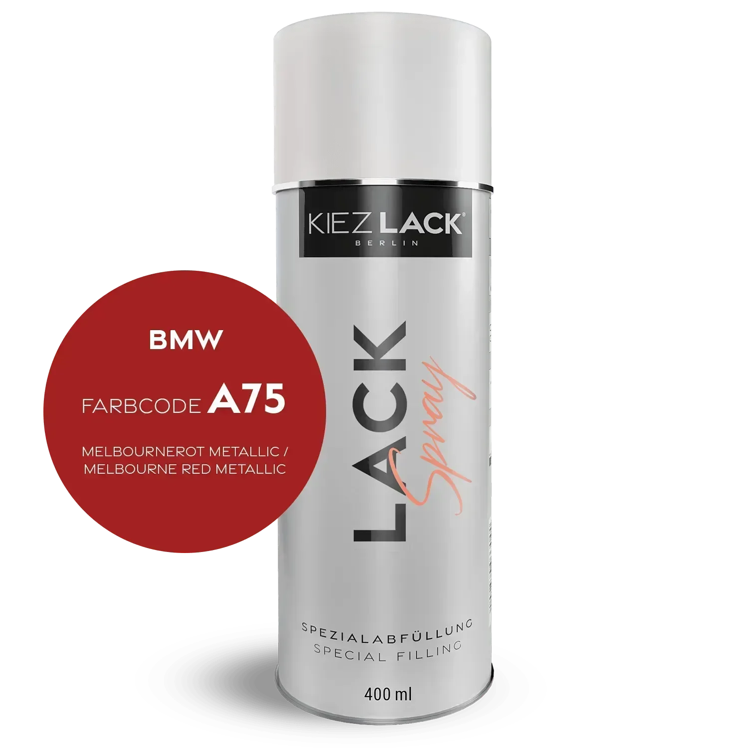 Kiezlack Lackspray Autolack Spraydose BMW A75 MELBOURNEROT Metallic Lackspray