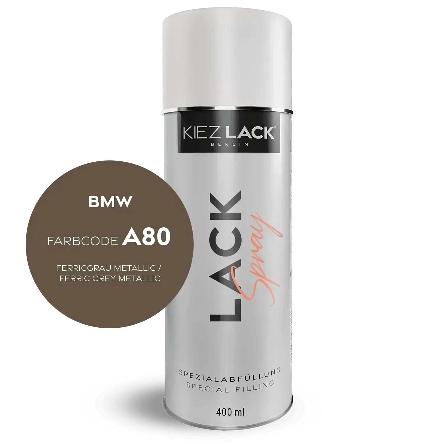 Kiezlack Lackspray Autolack Spraydose BMW A80 FERRICGRAU Metallic Lackspray