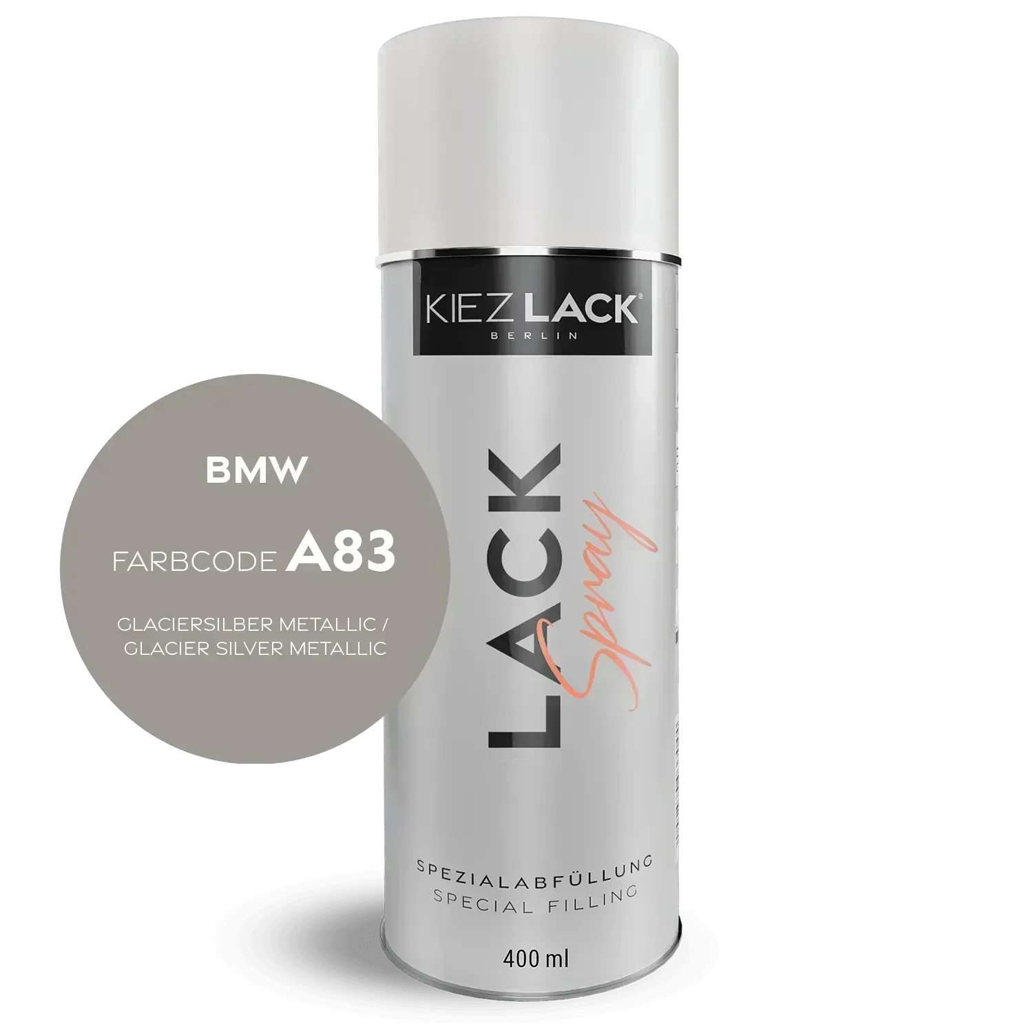 Kiezlack Lackspray Autolack Spraydose BMW A83 GLACIERSILBER Metallic Lackspray