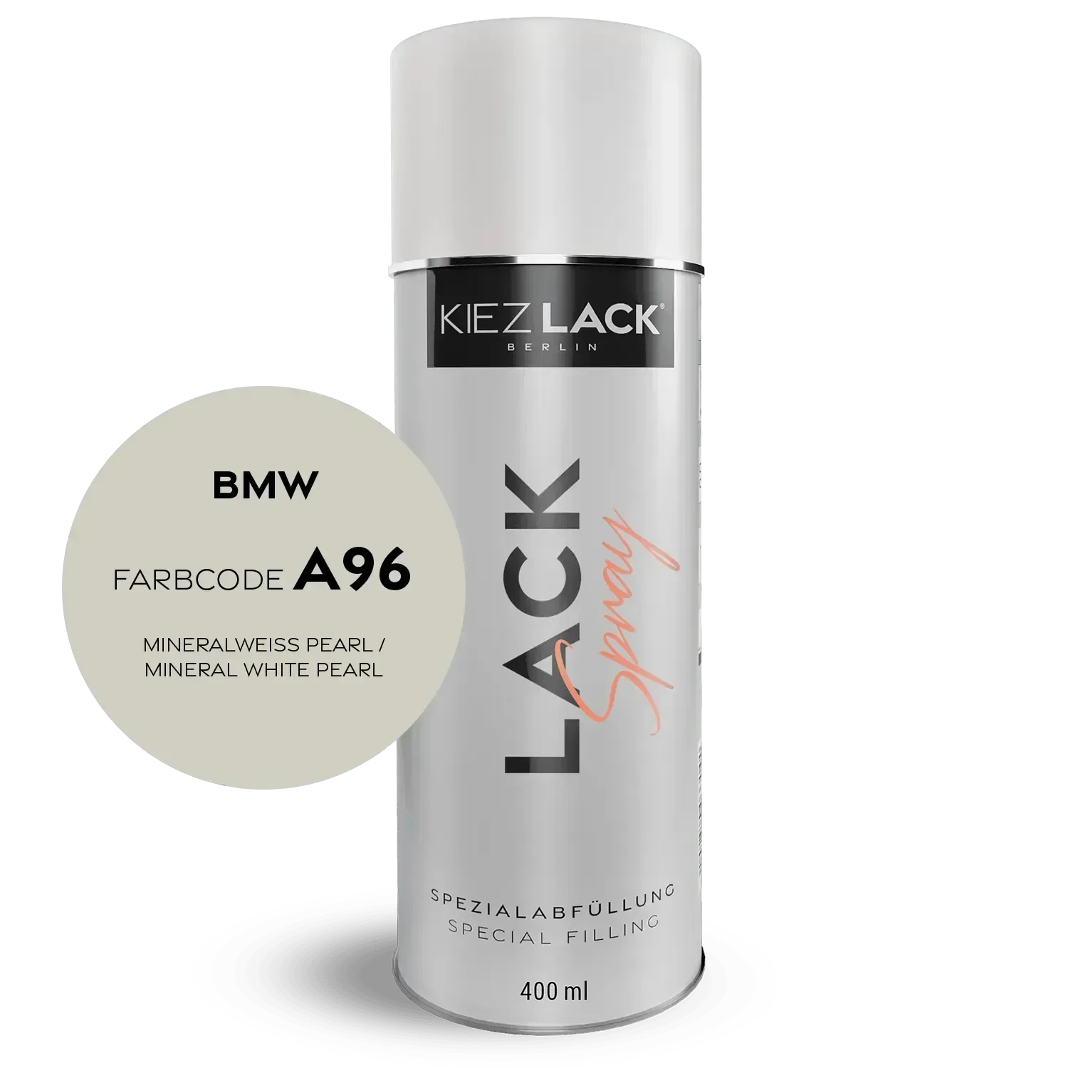 Kiezlack Lackspray Autolack Spraydose BMW A96 MINERALWEISS PEARL Lackspray