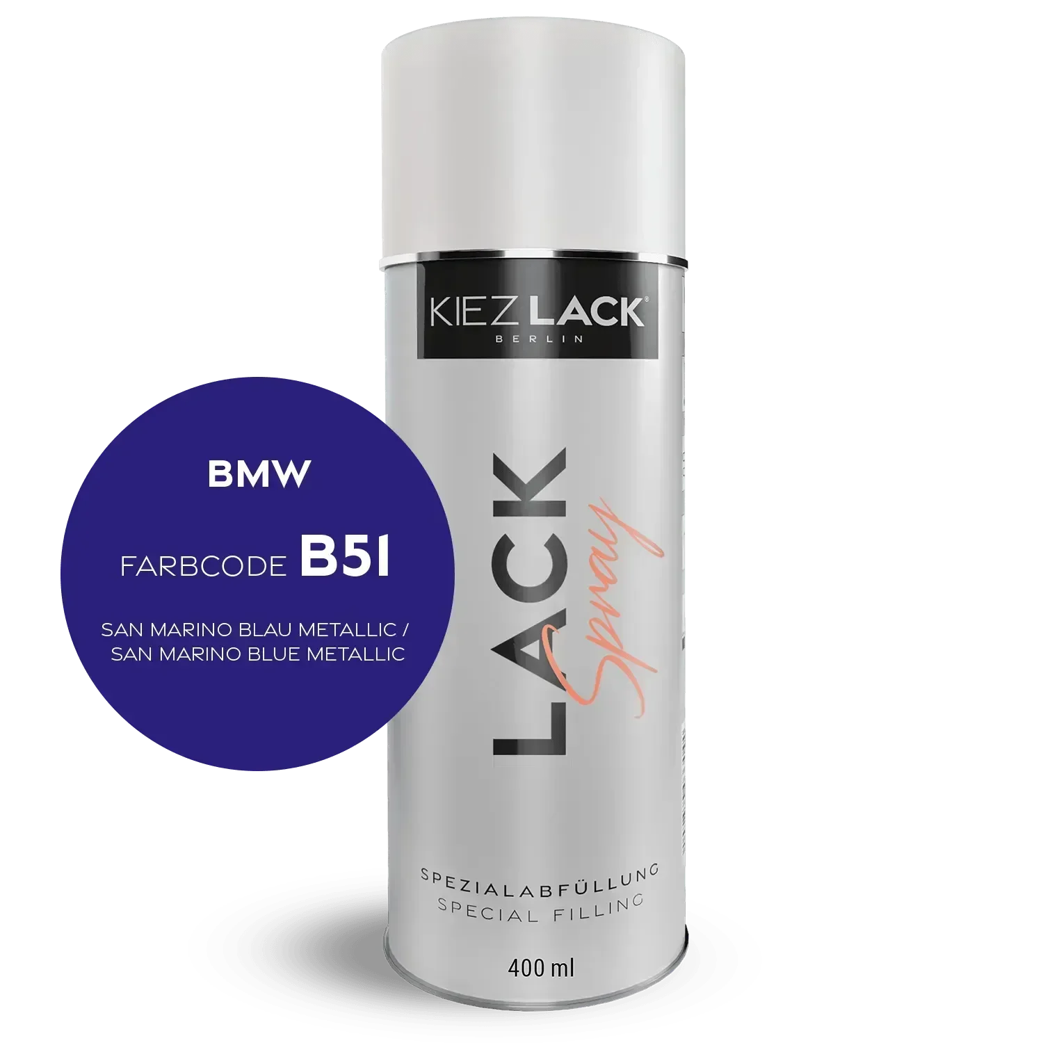 Kiezlack Lackspray Autolack Spraydose BMW B51 SAN MARINO BLAU Metallic Lackspray