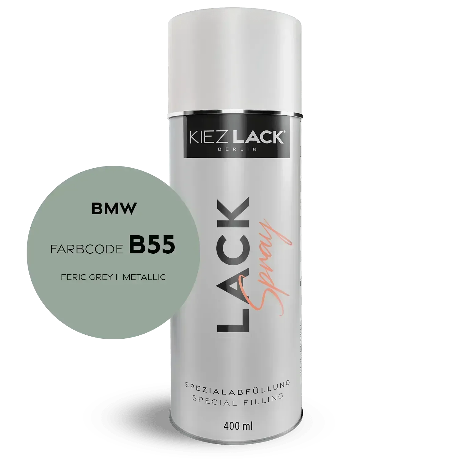 Kiezlack Lackspray Autolack Spraydose BMW B55 FERIC GREY II Metallic Lackspray