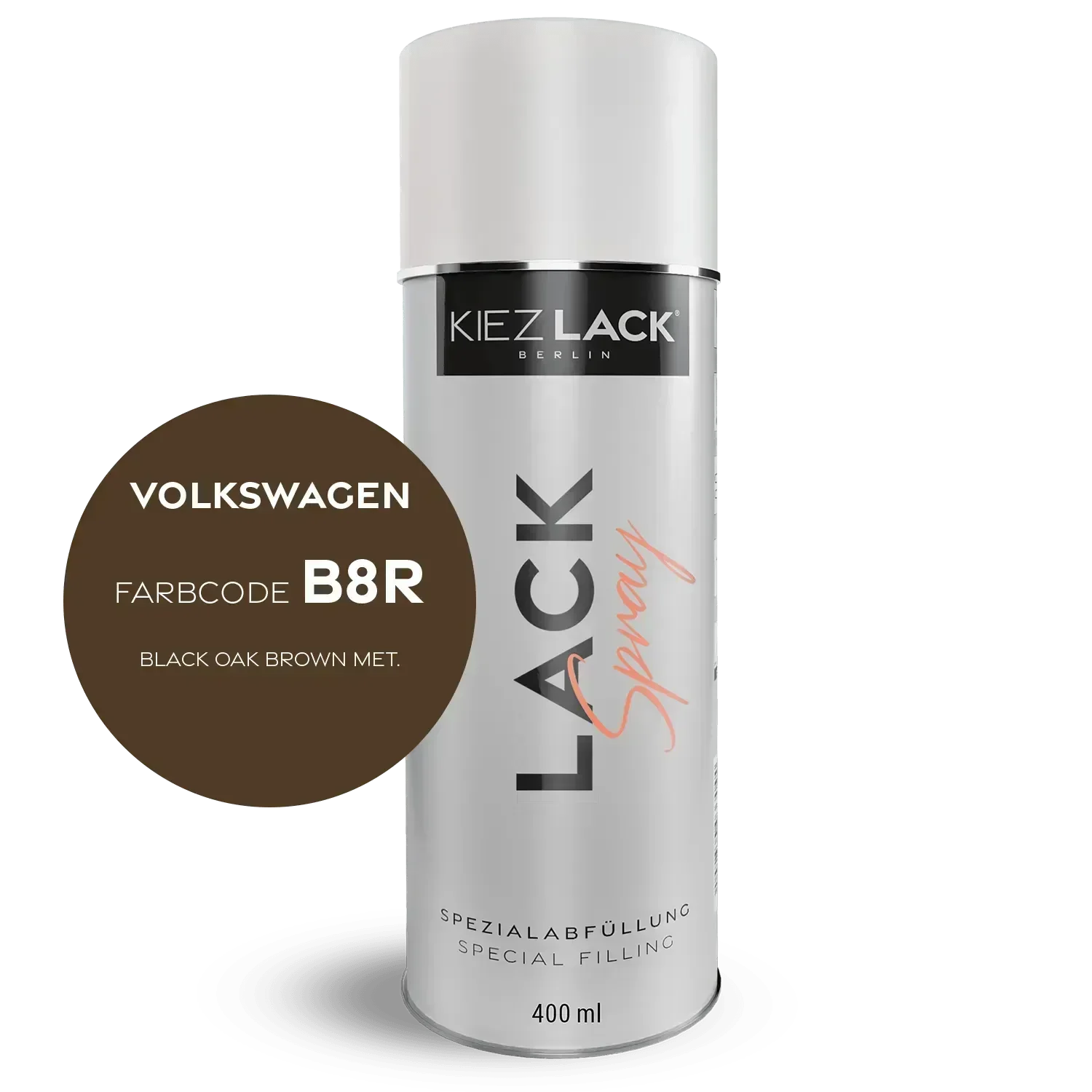 Kiezlack Lackspray Autolack Spraydose Volkswagen LB8R BLACK OAK BROWN MET.