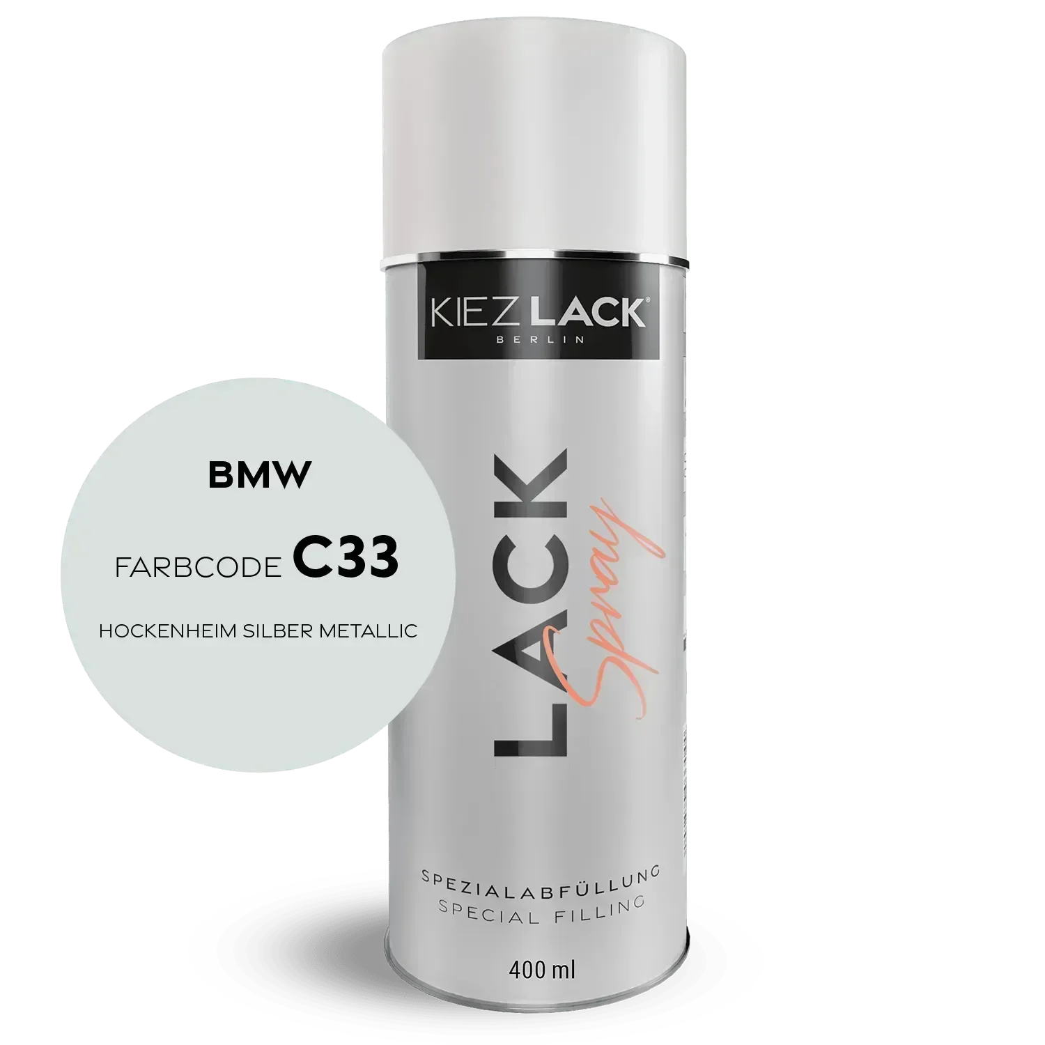 Kiezlack Lackspray Autolack Spraydose BMW C33 HOCKENHEIM SILBER Metallic Lackspray