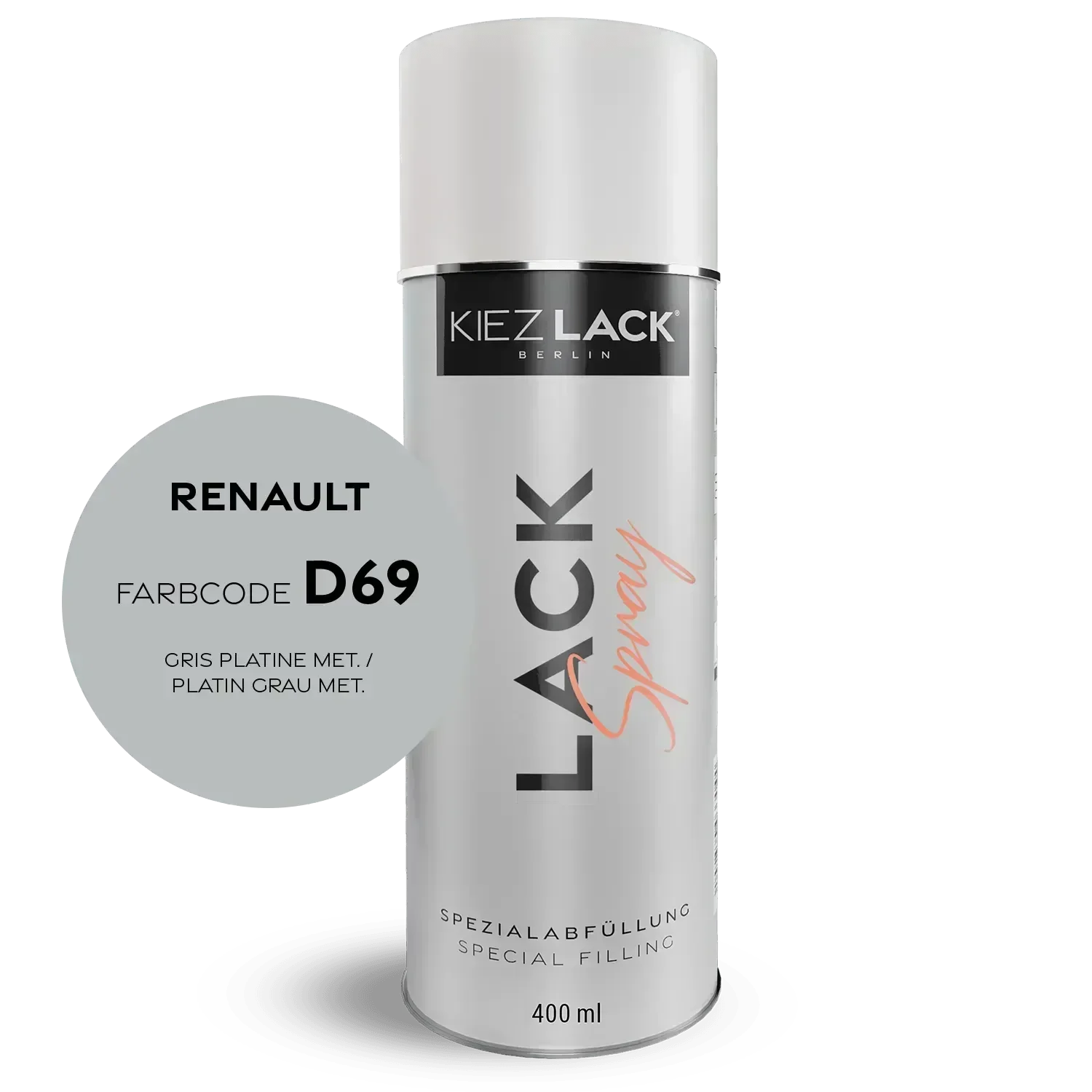 Kiezlack Autolack Spraydose Renault D69 GRIS PLATINE MET.