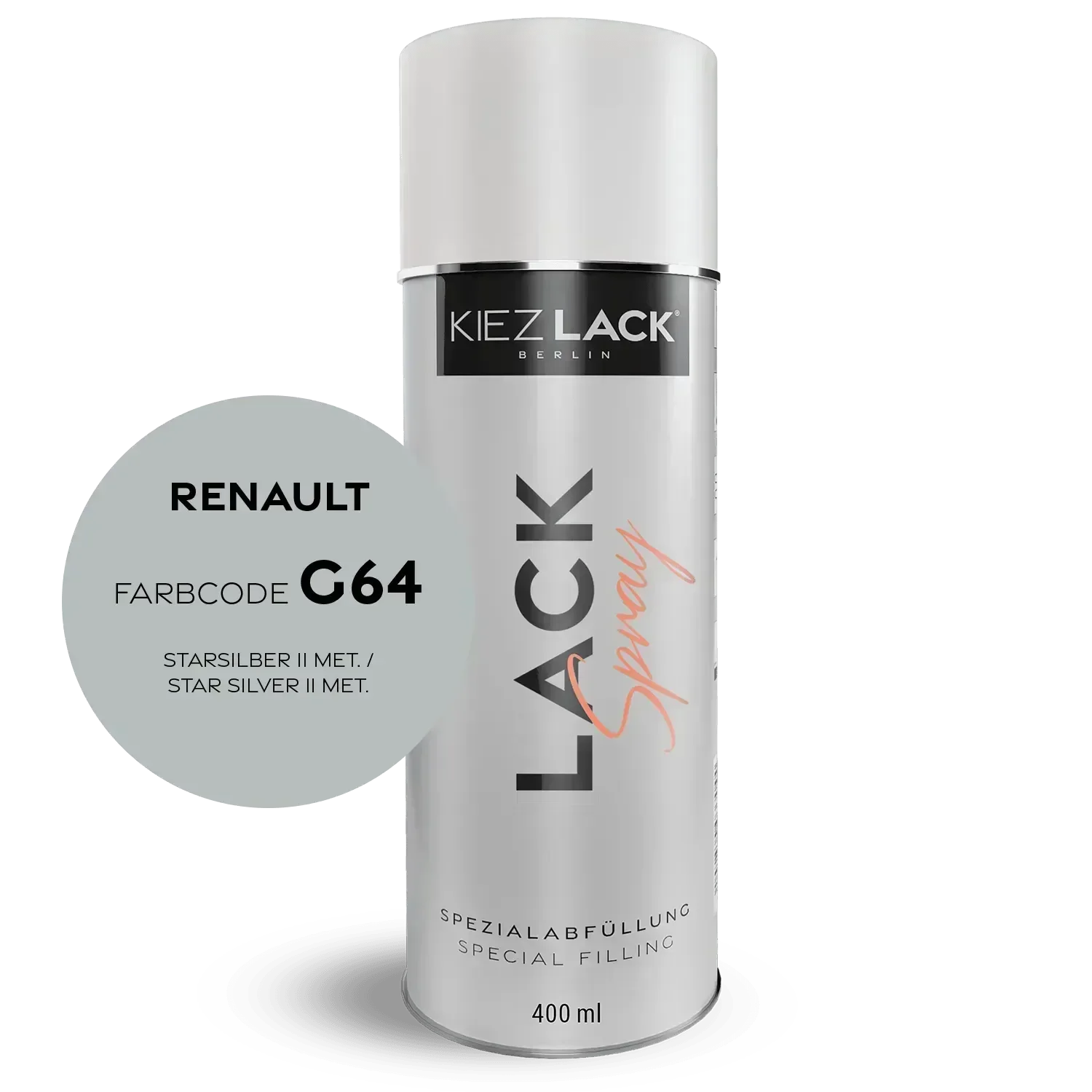 Kiezlack Autolack Spraydose Renault G64 STARSILBER II MET.