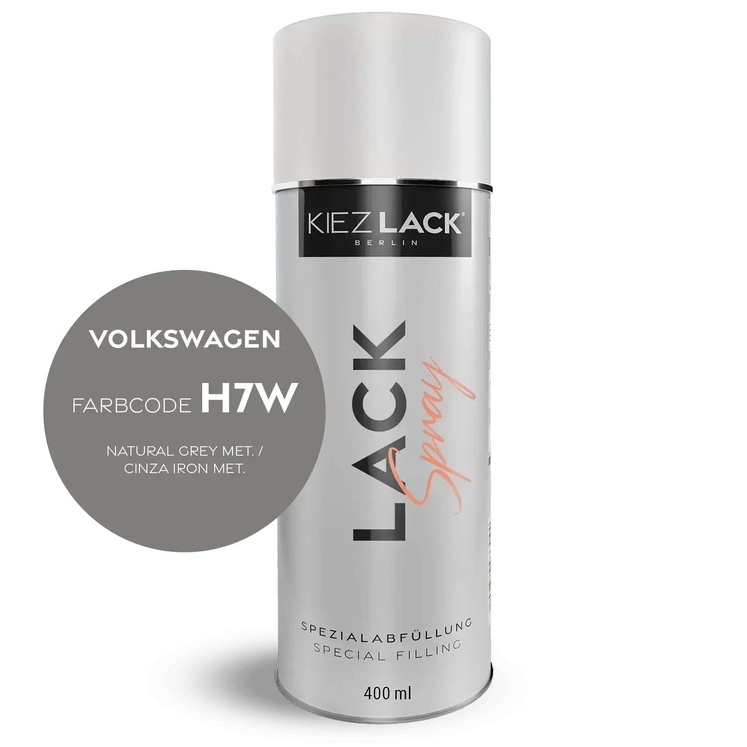 Kiezlack Lackspray Autolack Spraydose Volkswagen LH7W NATURAL GREY MET.