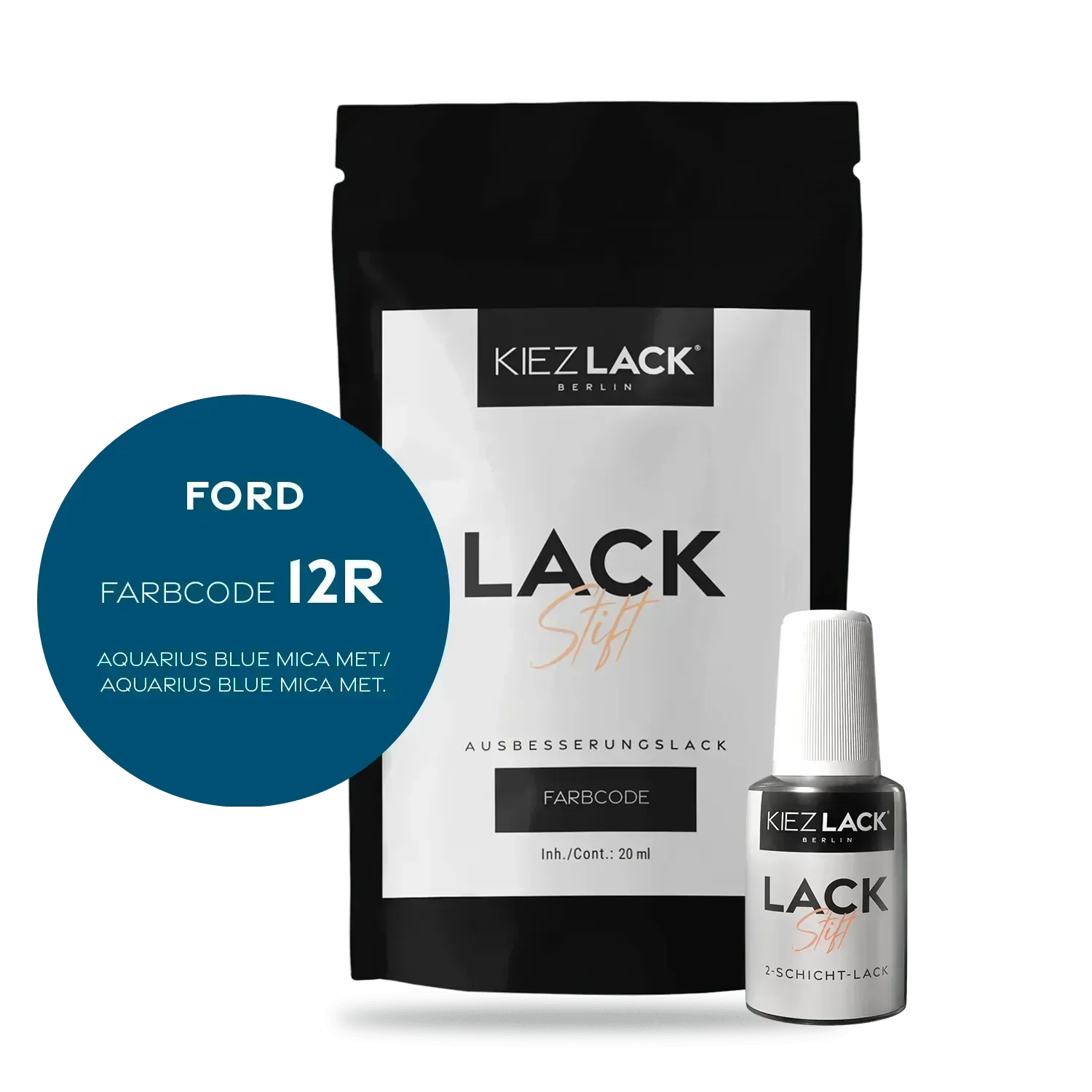 Kiezlack Lackstift Autolack Lackstift FORD 12R AQUARIUS BLUE MICA MET.