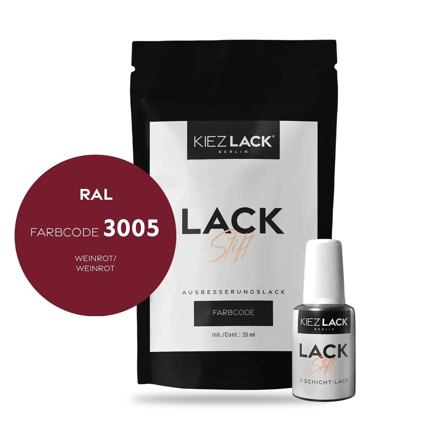 Kiezlack Lackstift Autolack Lackstift RAL 3005 WEINROT