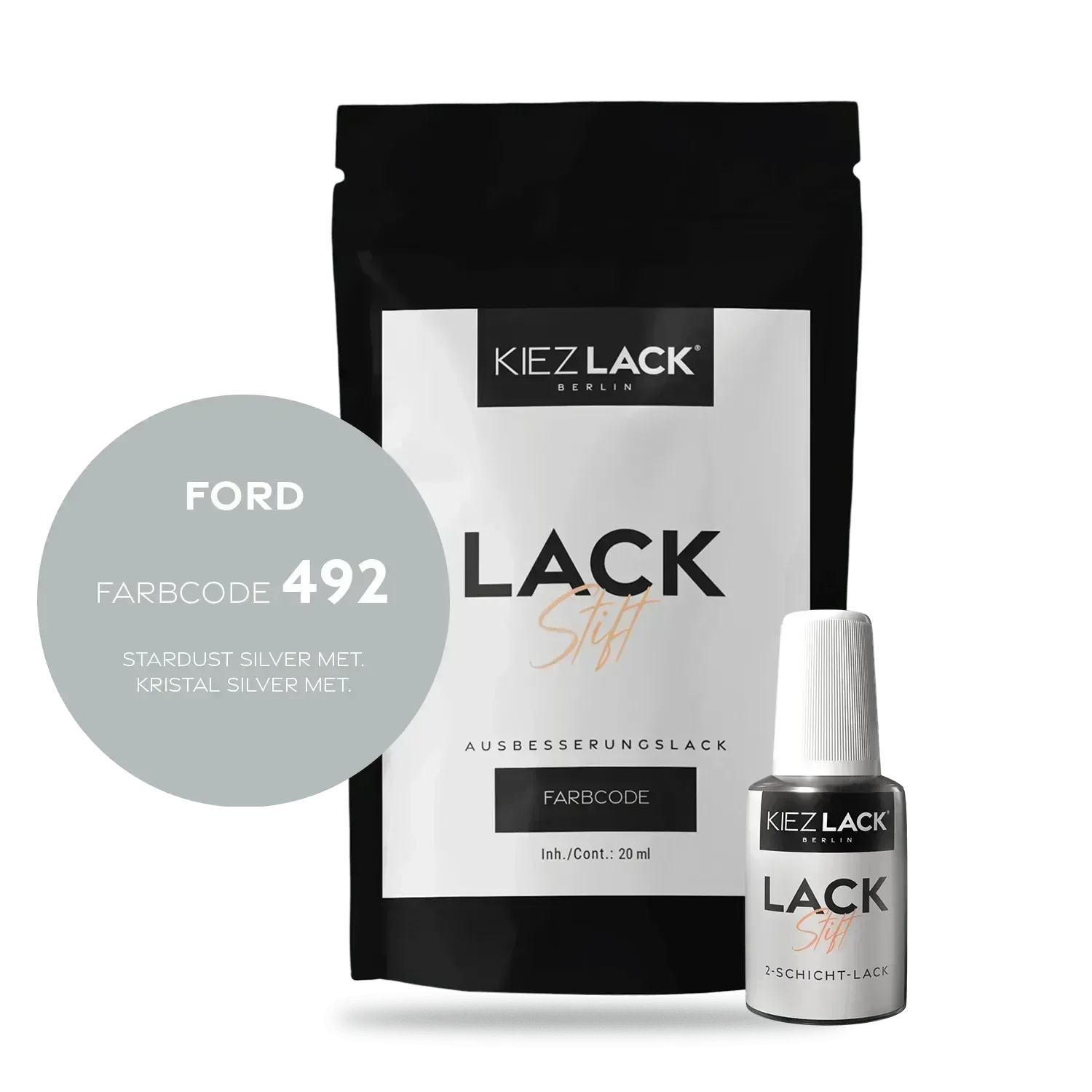 Kiezlack Lackstift Autolack Lackstift FORD 492 STARDUST SILVER MET.