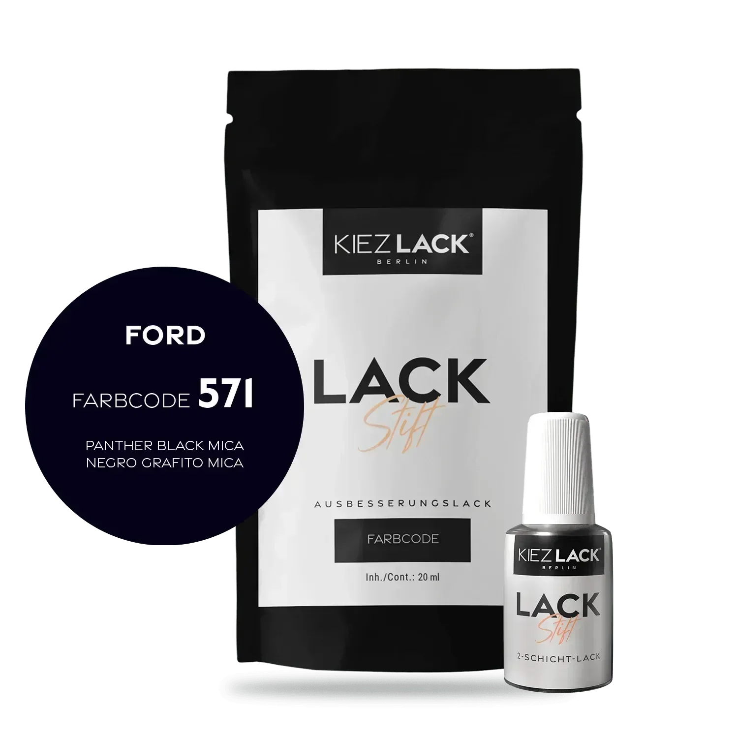 Kiezlack Lackstift Autolack Lackstift FORD 571 PANTHER BLACK MICA