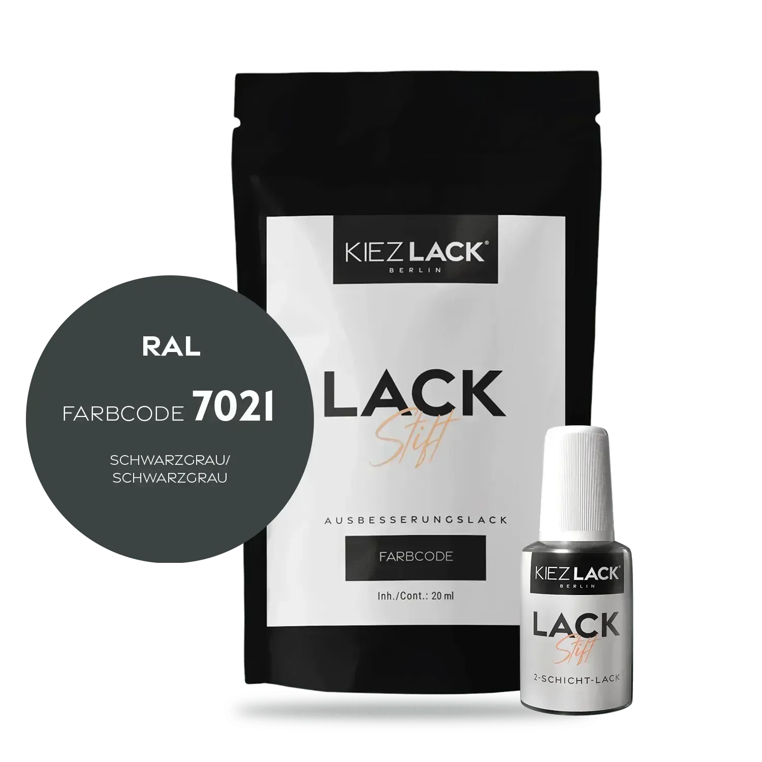 Kiezlack Lackstift Autolack Lackstift RAL 7021 SCHWARZGRAU