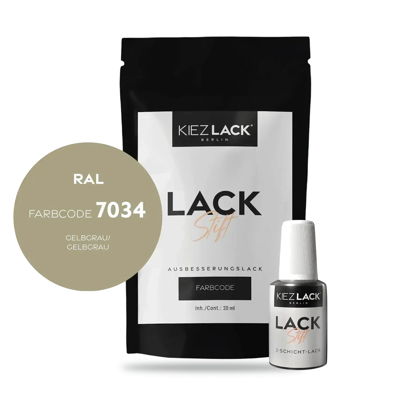 Kiezlack Lackstift Autolack Lackstift RAL 7034 GELBGRAU