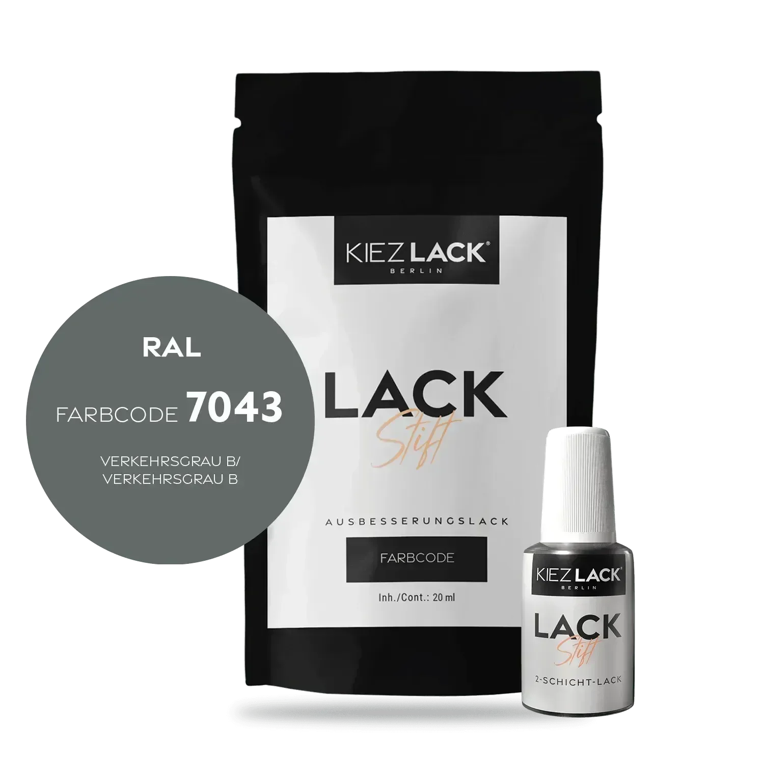 Kiezlack Lackstift Autolack Lackstift RAL 7043 VERKEHRSGRAU B