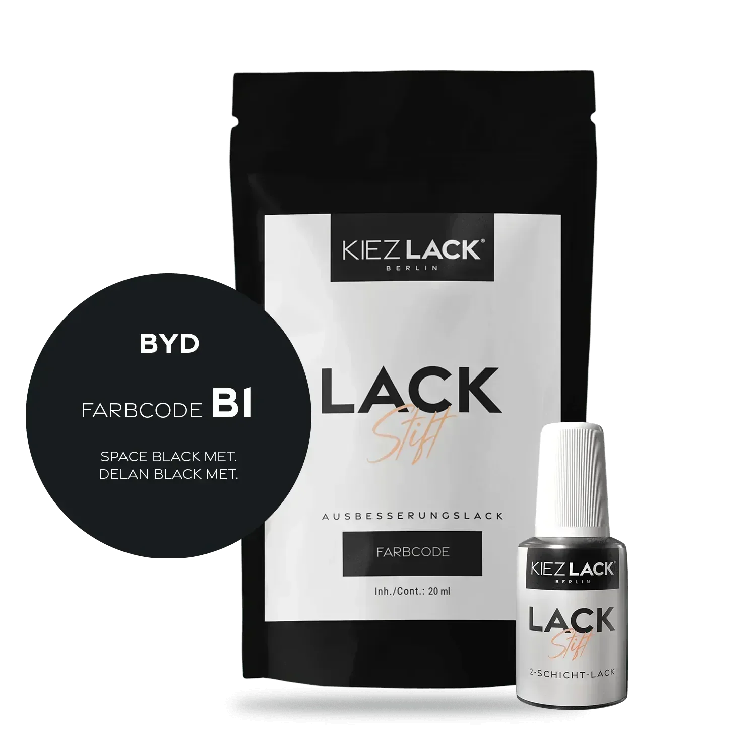 Kiezlack Lackstift Autolack Lackstift BYD B1 SPACE BLACK MET.