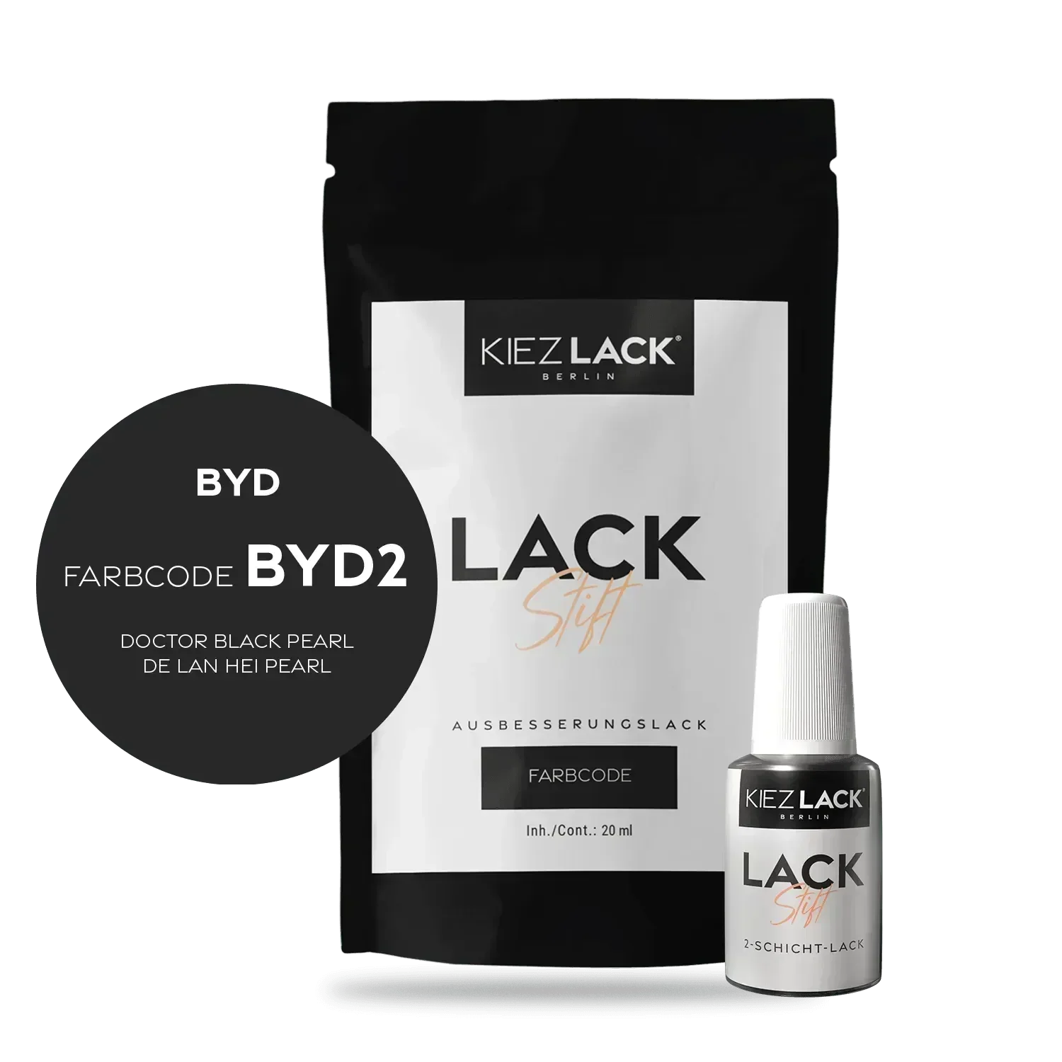 Kiezlack Lackstift Autolack Lackstift BYD BYD2 DOCTOR BLACK PEARL
