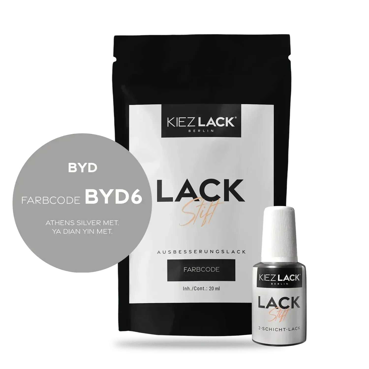 Kiezlack Lackstift Autolack Lackstift BYD BYD6 ATHENS SILVER MET.