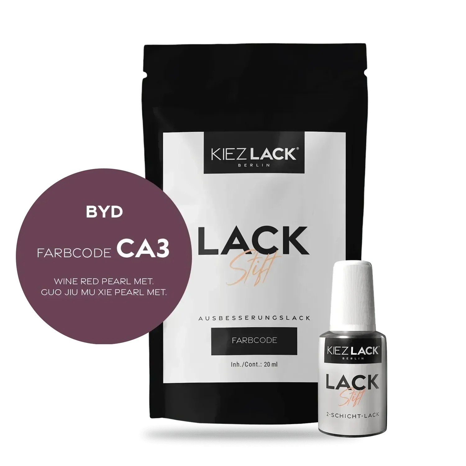 Kiezlack Lackstift Autolack Lackstift BYD CA3 WINE RED PEARL MET.