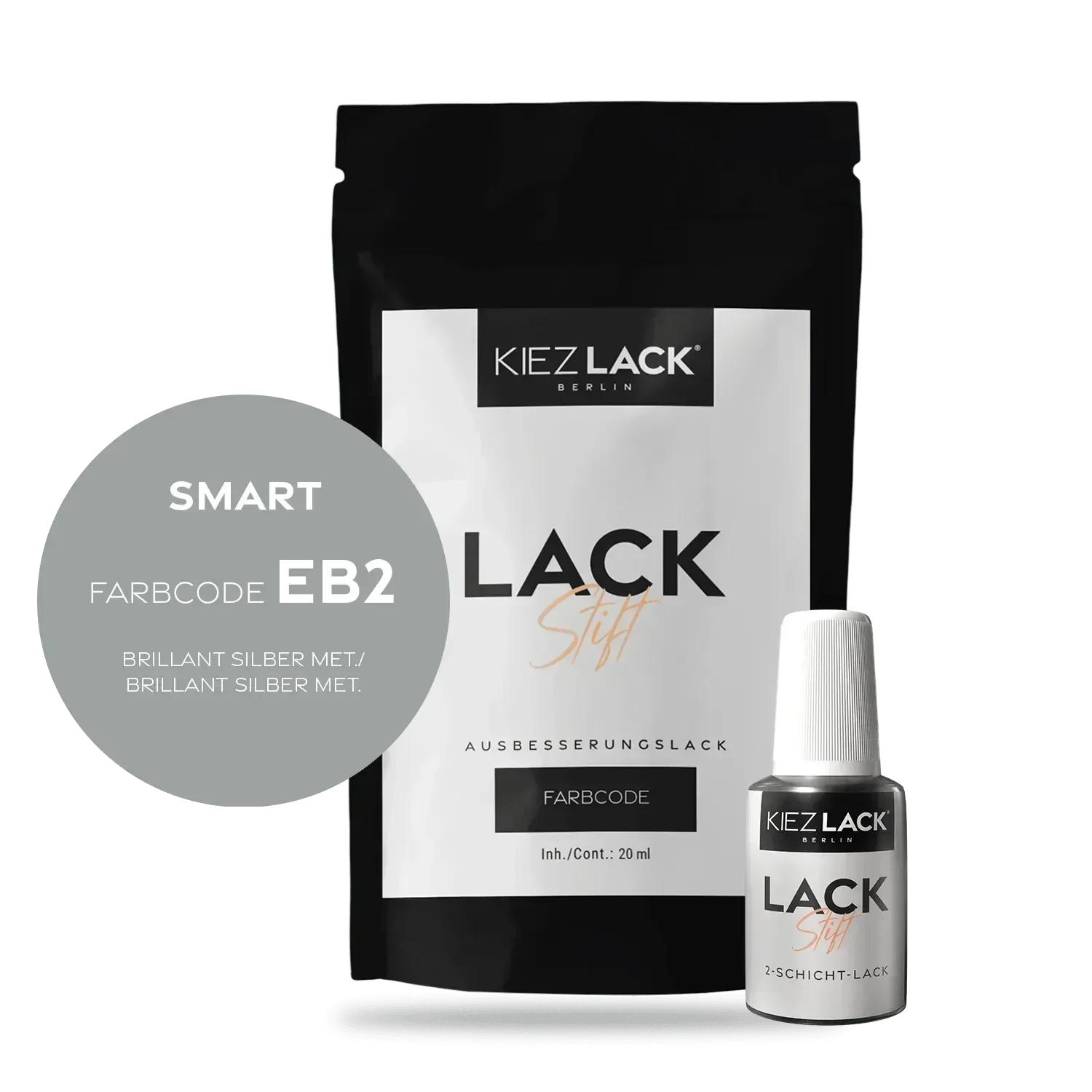 Kiezlack Lackstift Autolack Lackstift SMART EB2 BRILLANT SILBER MET.