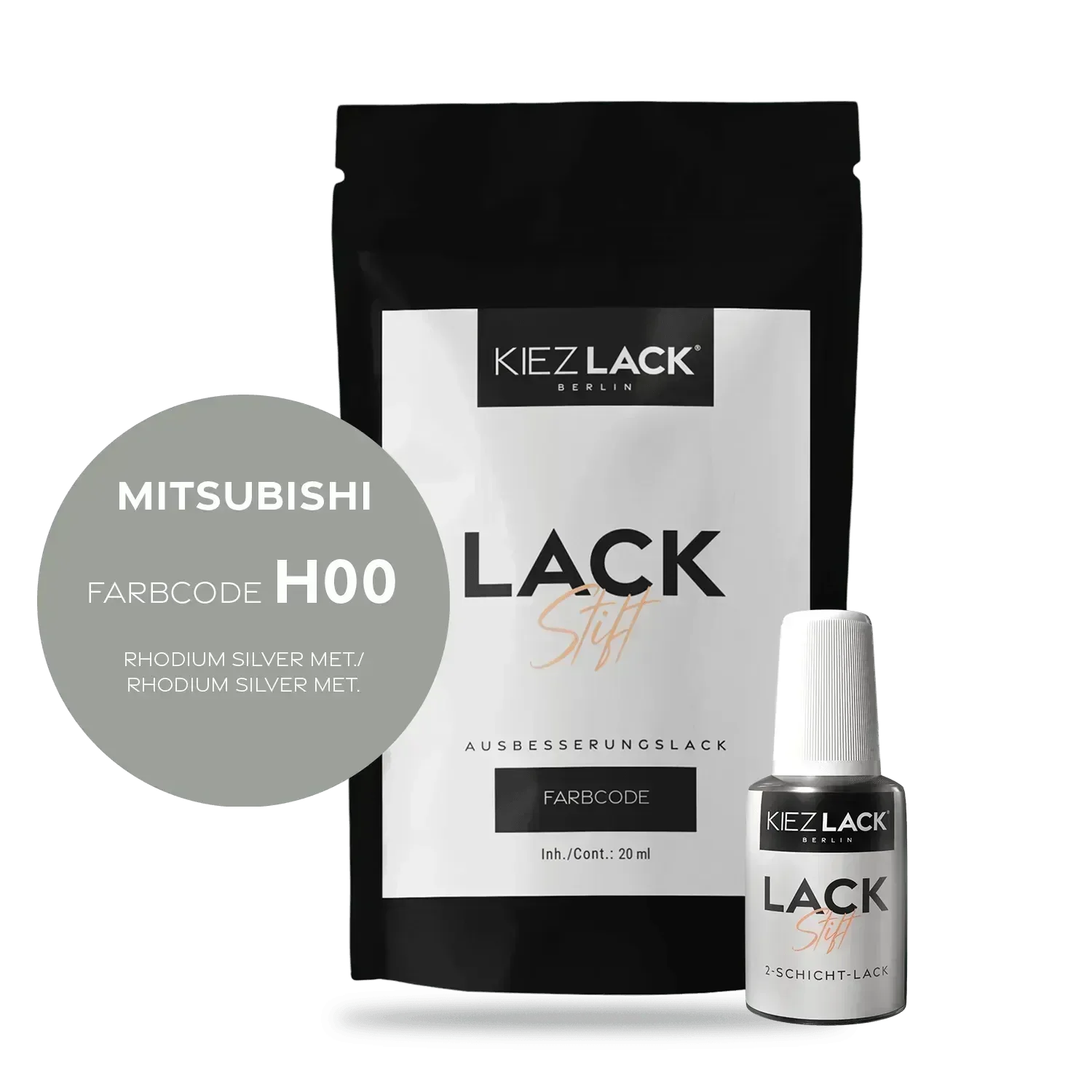 Kiezlack Lackstift Autolack Lackstift MITSUBISHI H00 RHODIUM SILVER MET.