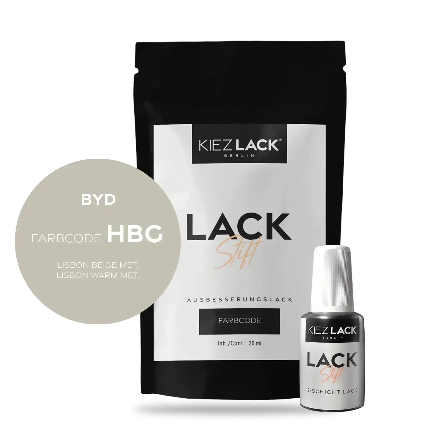 Kiezlack Lackstift Autolack Lackstift BYD HBG LISBON BEIGE MET.