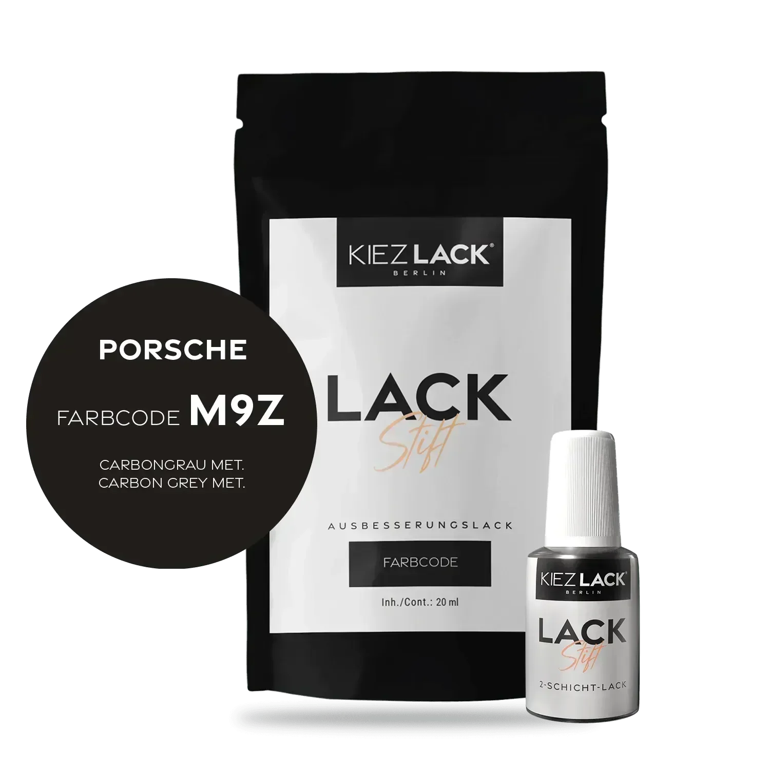 Kiezlack Lackstift Autolack Lackstift PORSCHE M9Z CARBONGRAU MET.