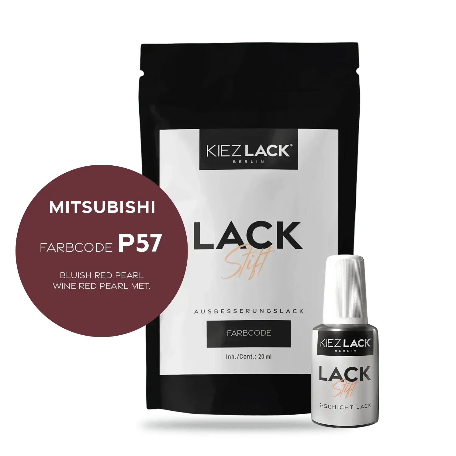 Kiezlack Lackstift Autolack Lackstift MITSUBISHI P57 BLUISH RED PEARL