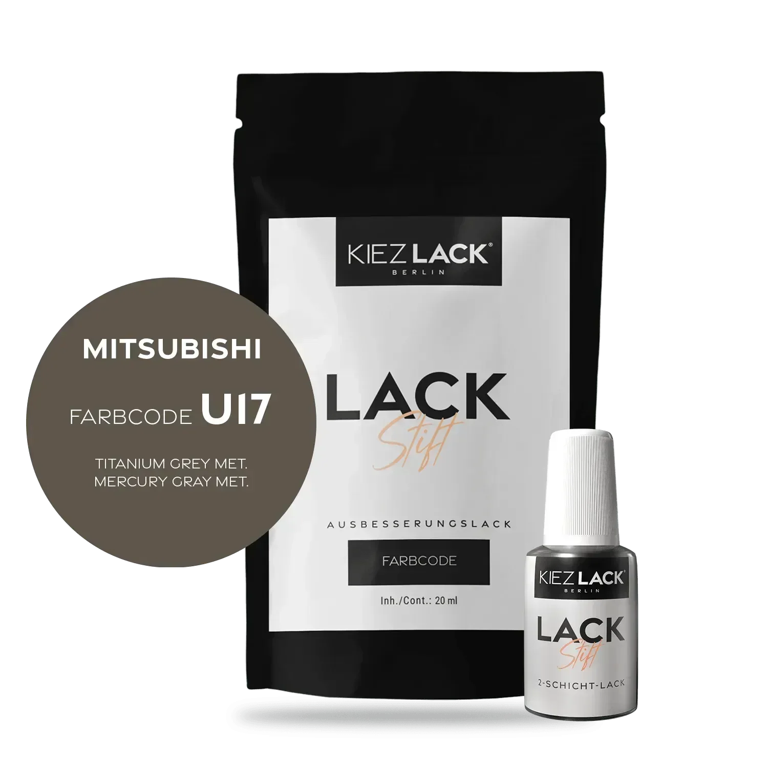Kiezlack Lackstift Autolack Lackstift MITSUBISHI U17 TITANIUM GREY MET.