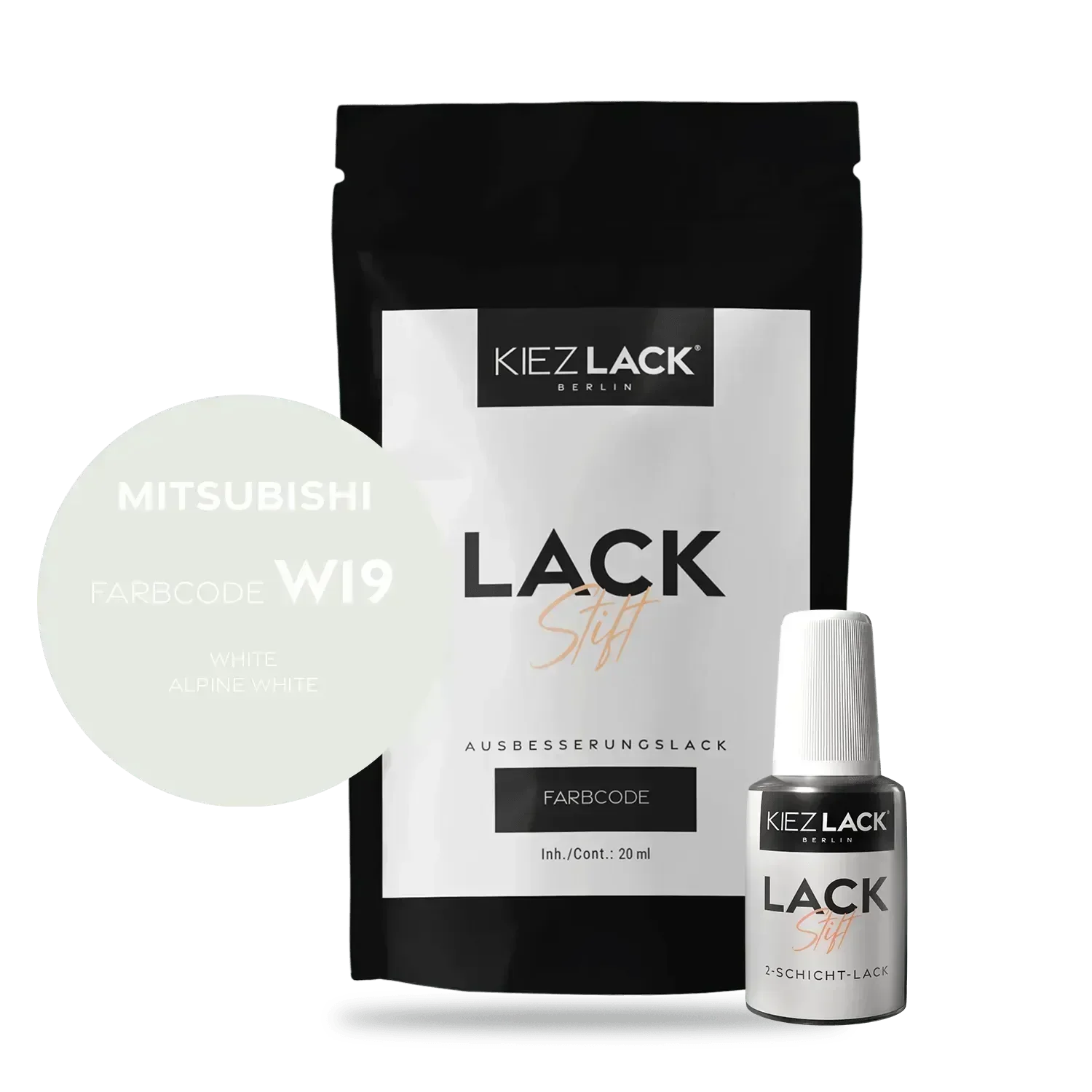 Kiezlack Lackstift Autolack Lackstift MITSUBISHI W19 WHITE