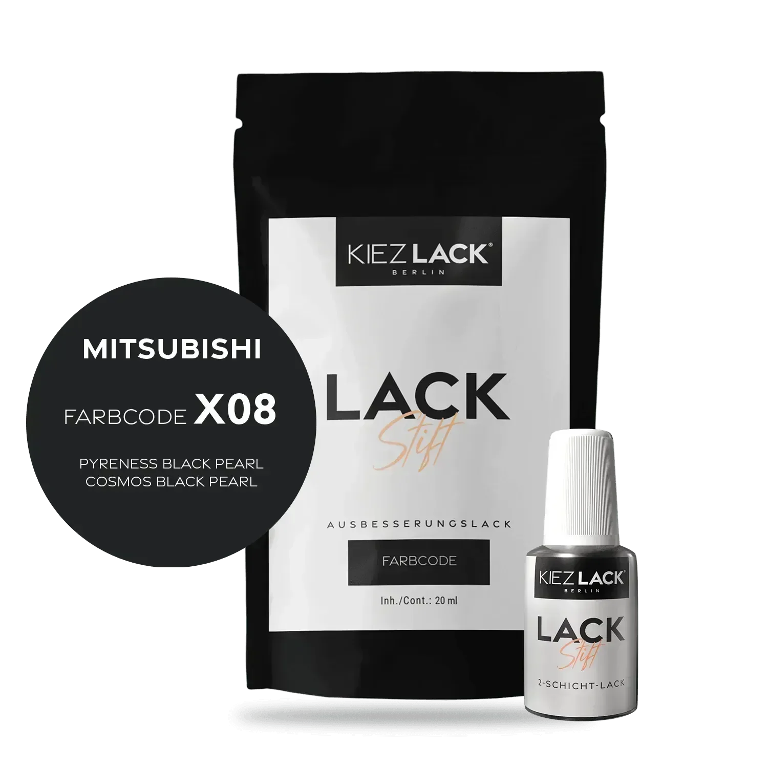 Kiezlack Lackstift Autolack Lackstift MITSUBISHI X08 PYRENESS BLACK PEARL