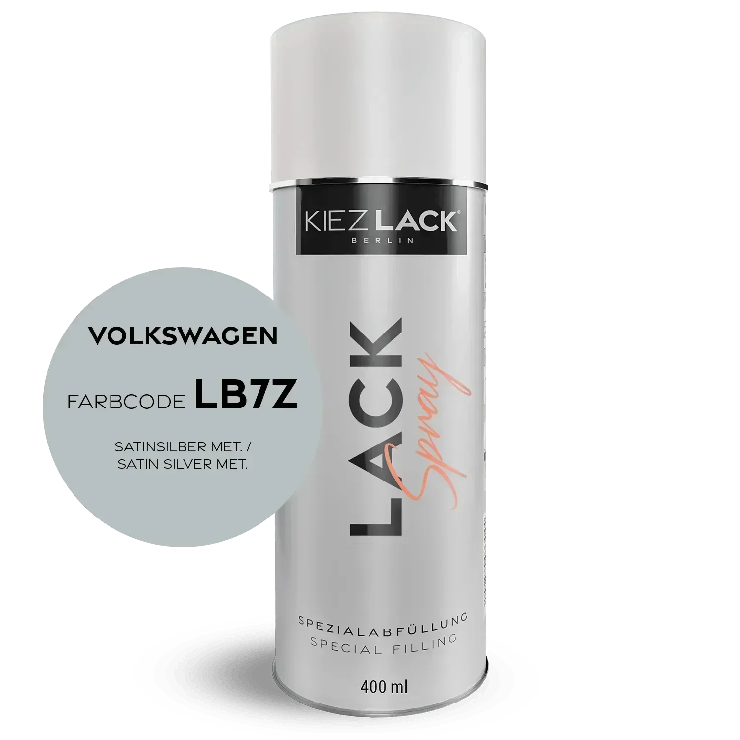 Kiezlack Lackspray Autolack Spraydose Volkswagen LB7Z SATINSILBER MET.