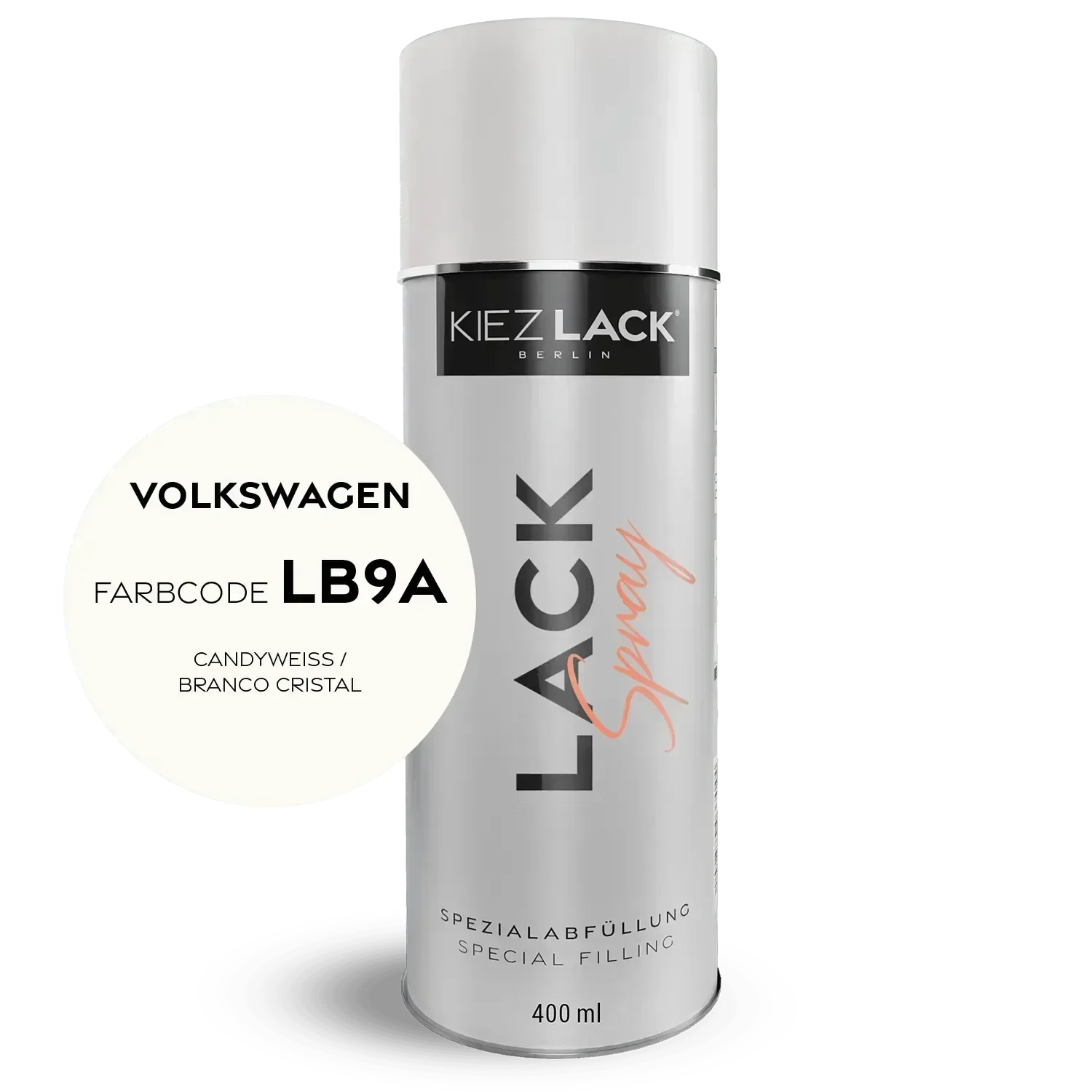 Kiezlack Lackspray Autolack Spraydose Volkswagen LB9A CANDYWEISS