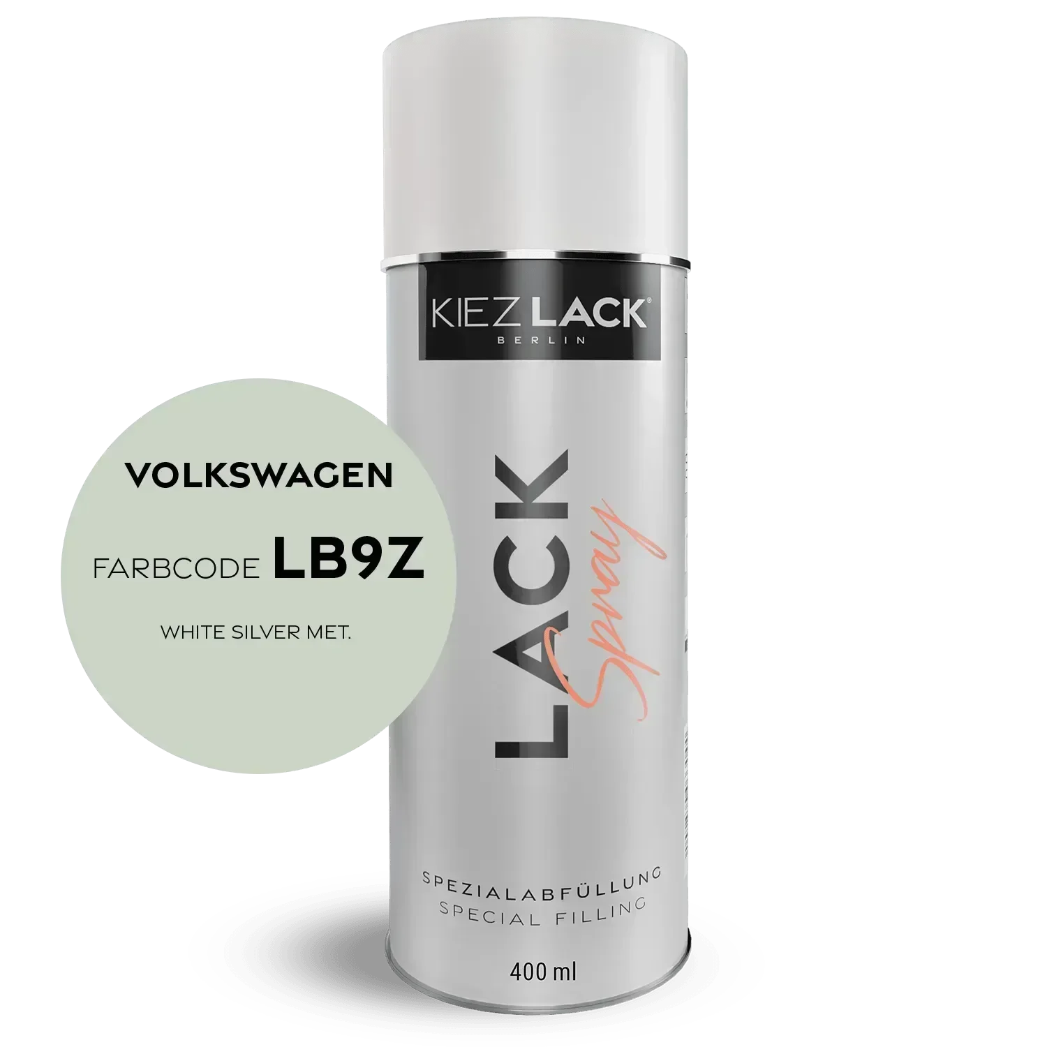 Kiezlack Lackspray Autolack Spraydose Volkswagen LB9Z WHITE SILVER MET.