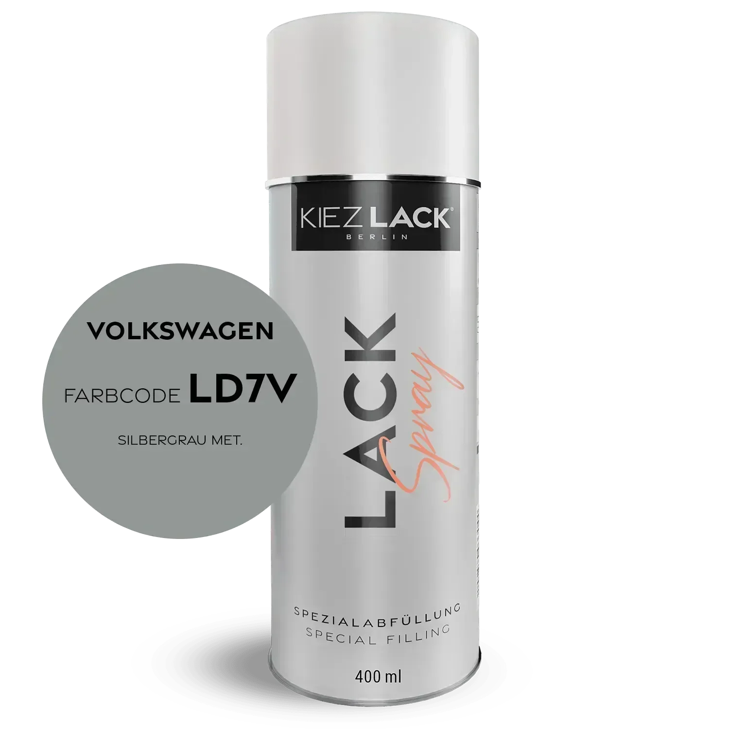 Kiezlack Lackspray Autolack Spraydose Volkswagen LD7V SILBERGRAU MET.
